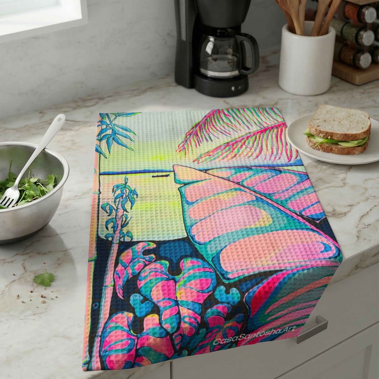 Serenity Bocas Waffle Weave Kitchen Hand Towel