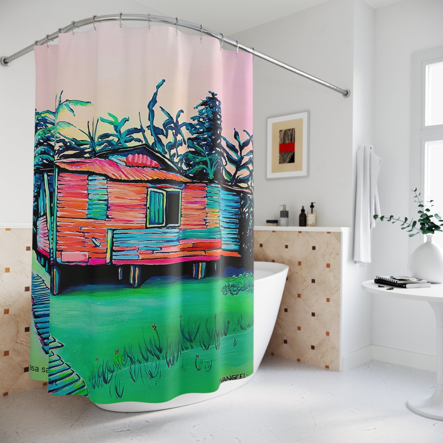 Luis Russell House Bocas Pop Art Shower Curtain