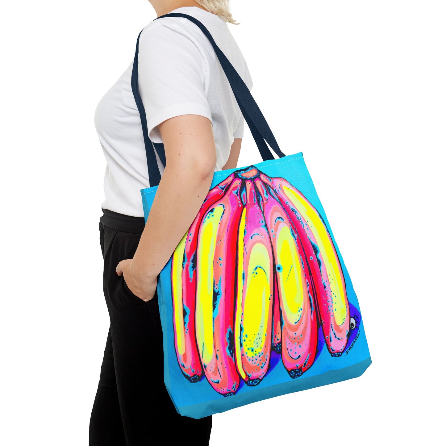 Premium Neon Fat Bananas Tote Bag, Original Artist Design, Reusable Shopping Tote, Eco-Friendly