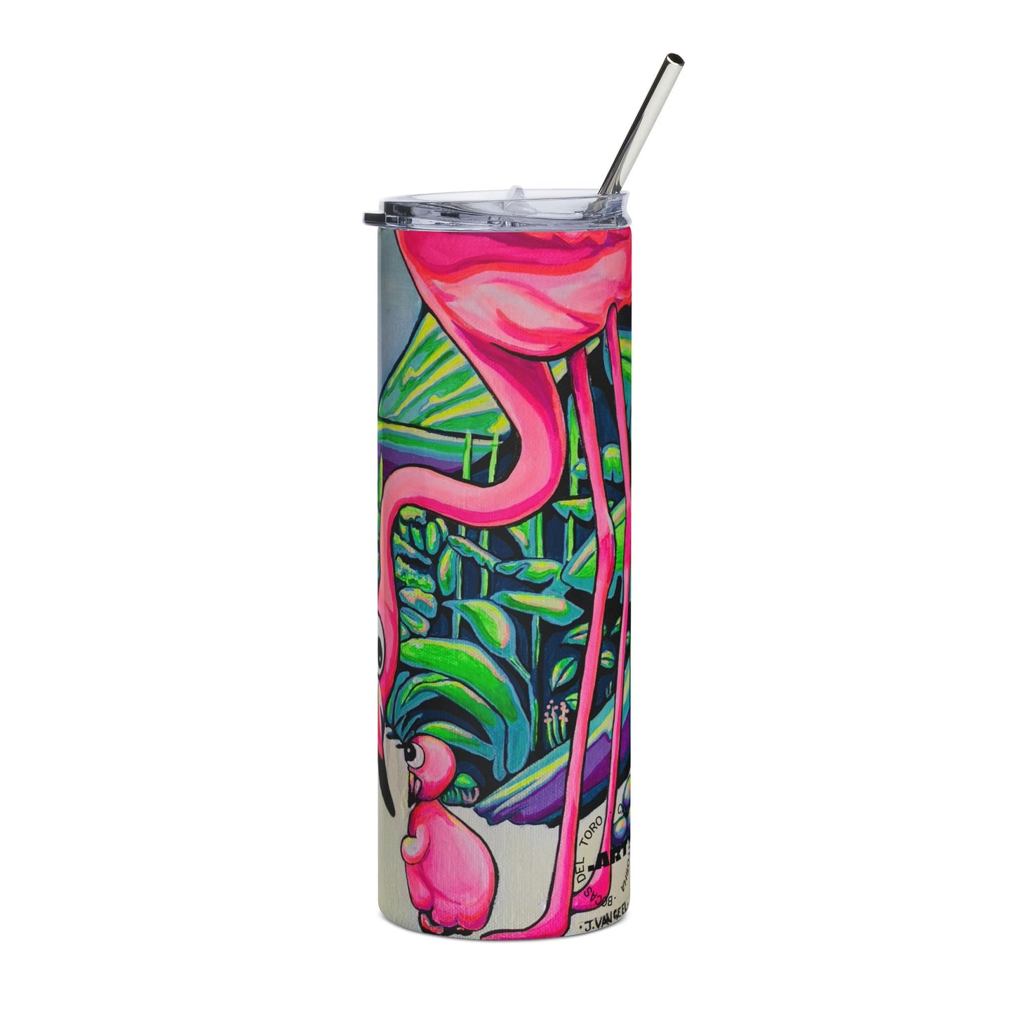Cyclops Flamingo Family Stainless Steel Tumbler, 20oz | Fun Travel Mug, Eco-Friendly