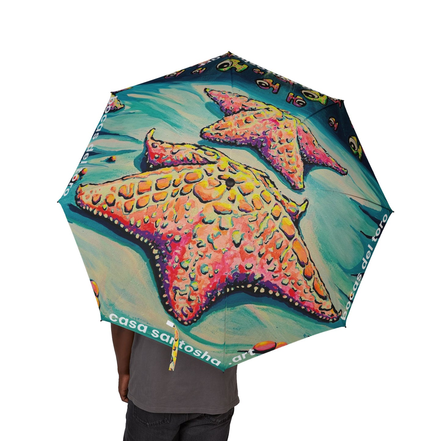 Vibrant Starfish Umbrella - Foldable and Stylish Rain Gear