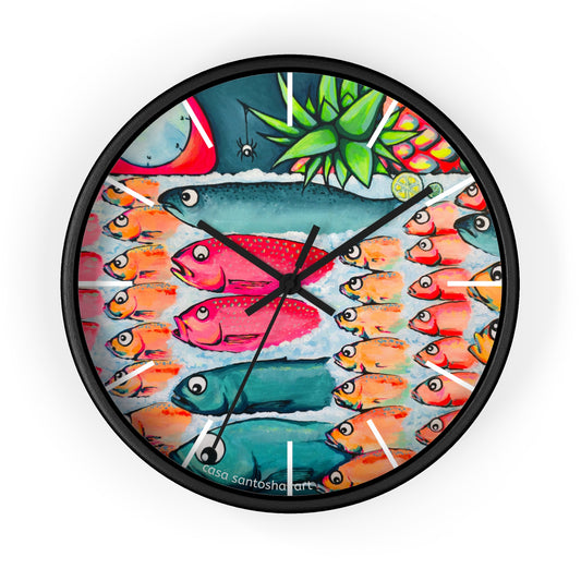 Neon Cabo Fish Market Pop Art Wall Clock