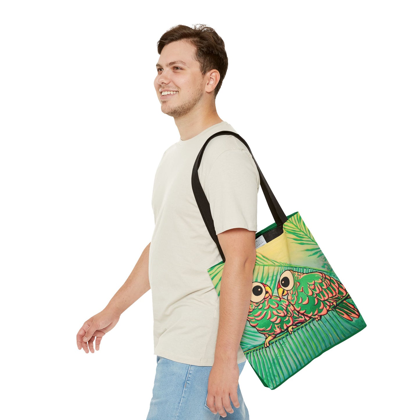Premium Chatty Cyclops Parrots Tote Bag, Original Artist Design, Reusable Shopping Tote, Eco-Friendly