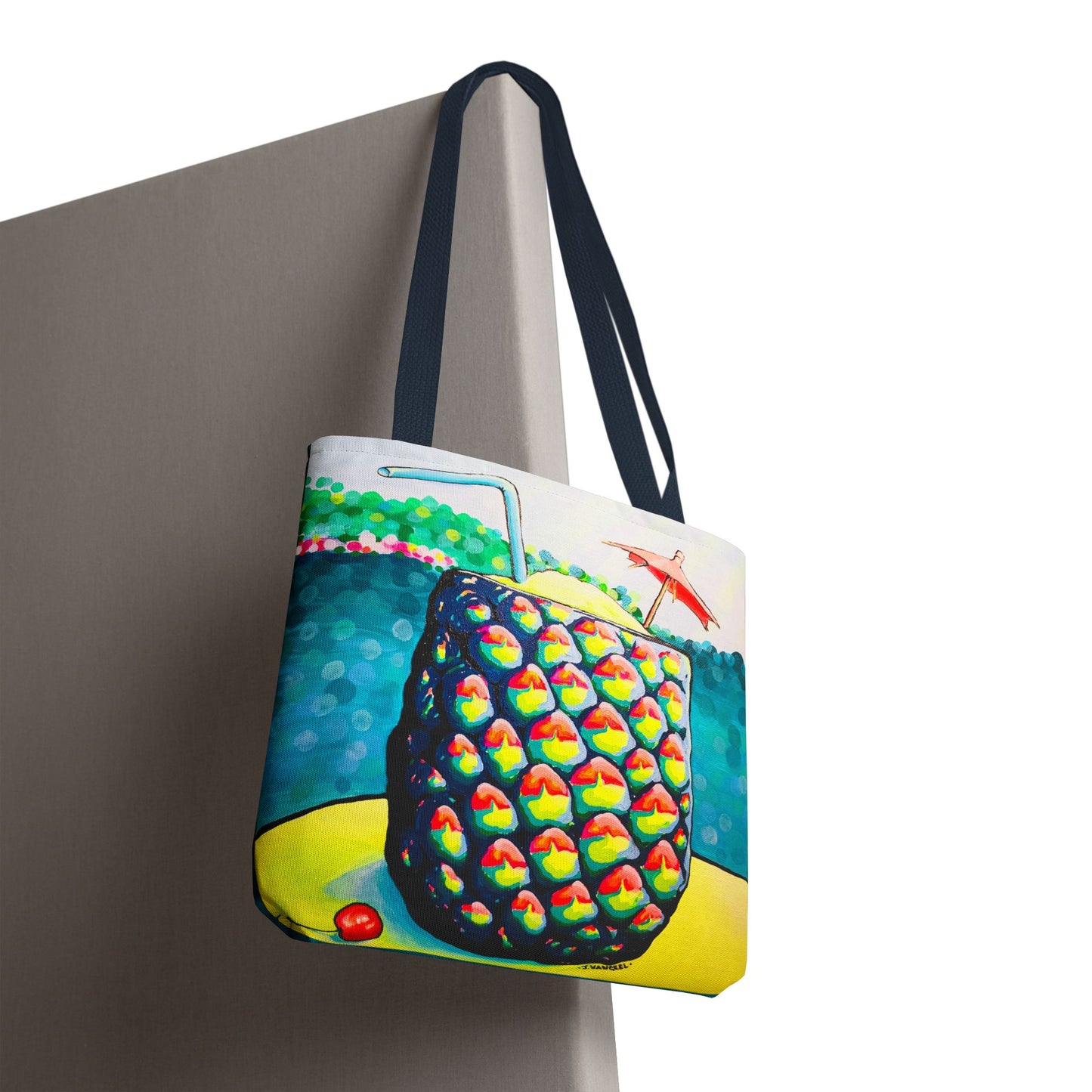 Premium Neon Piña Colada Tote Bag, Original Artist Design, Reusable Shopping Tote, Eco-Friendly