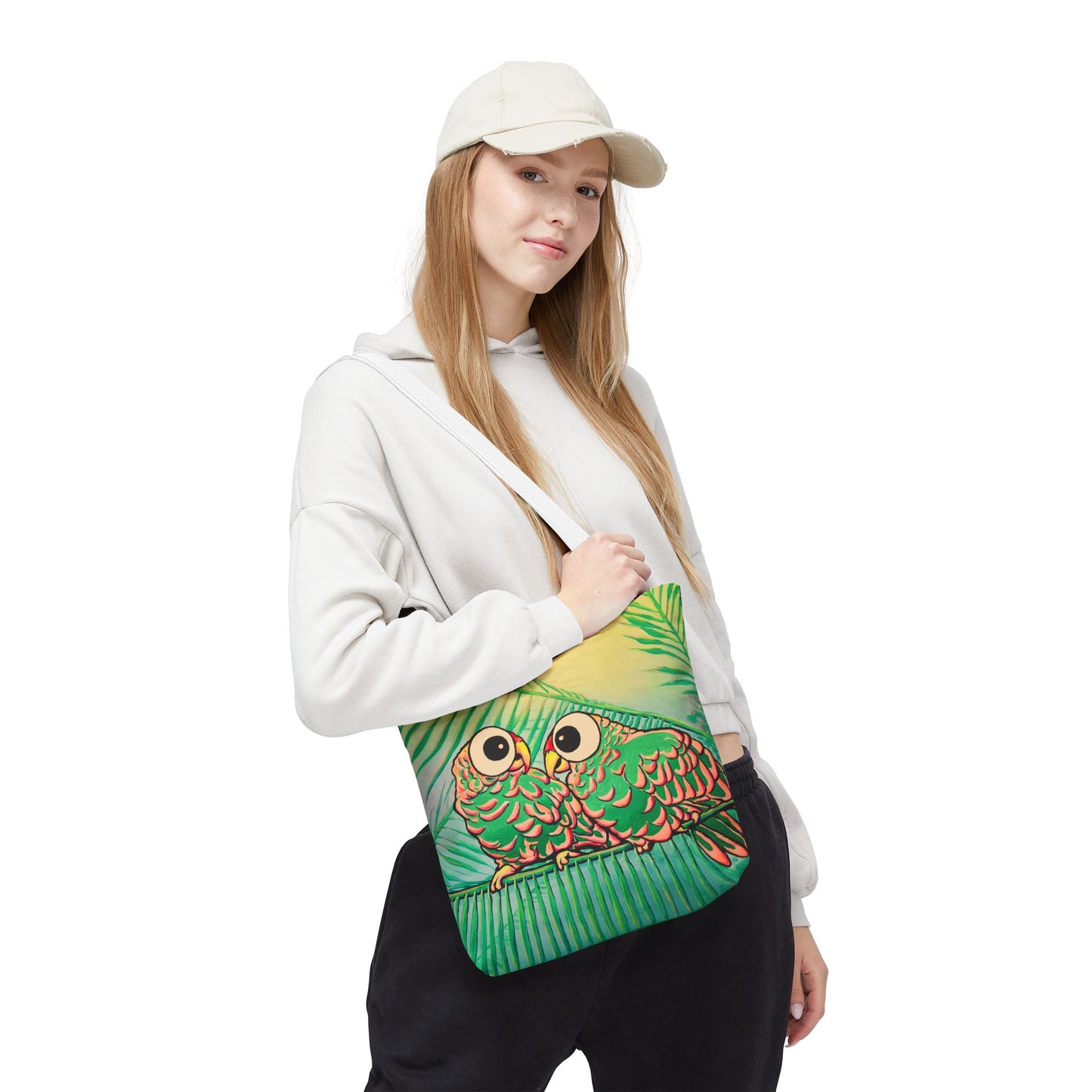 Premium Chatty Cyclops Parrots Tote Bag, Original Artist Design, Reusable Shopping Tote, Eco-Friendly
