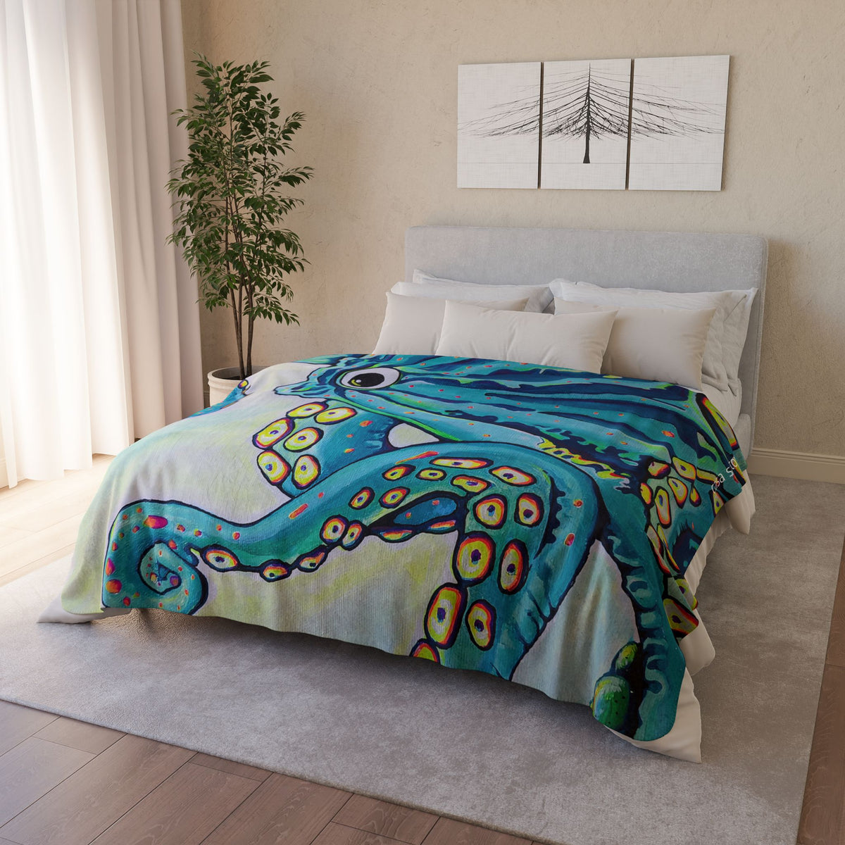 Cyclops Octopus Fleece Sherpa Blanket