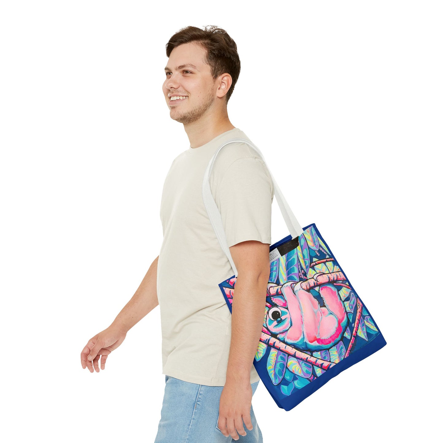 Premium Colorful Sloth Tote Bag, Original Artist Design, Reusable Shopping Tote, Eco-Friendly