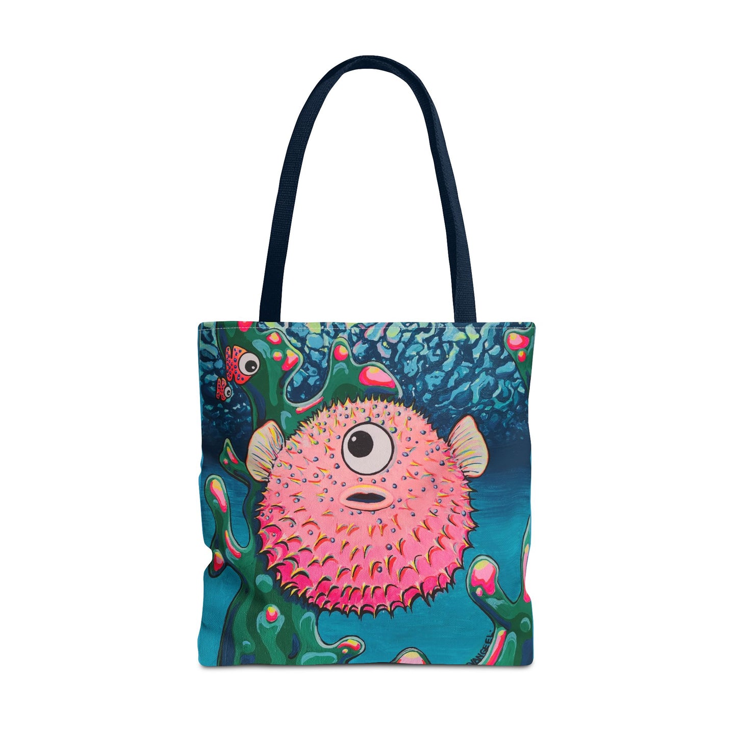 Premium Colorful Pufferfish Tote Bag, Original Artist Design, Reusable Shopping Tote, Eco-Friendly