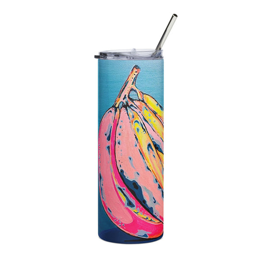 Tumbler en acier inoxydable Neon Bananas, 590 ml | Mug de voyage amusant et écologique