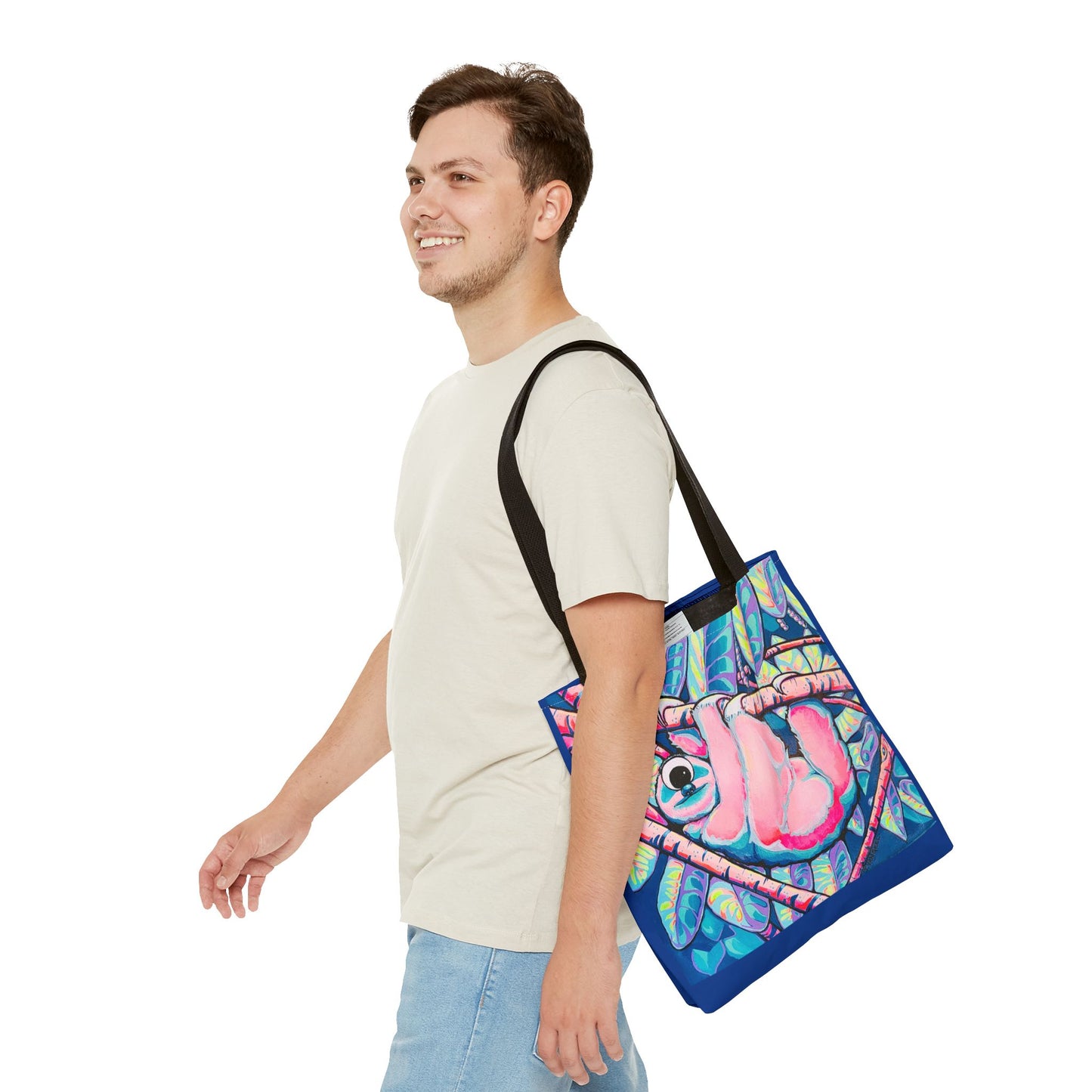 Premium Colorful Sloth Tote Bag, Original Artist Design, Reusable Shopping Tote, Eco-Friendly