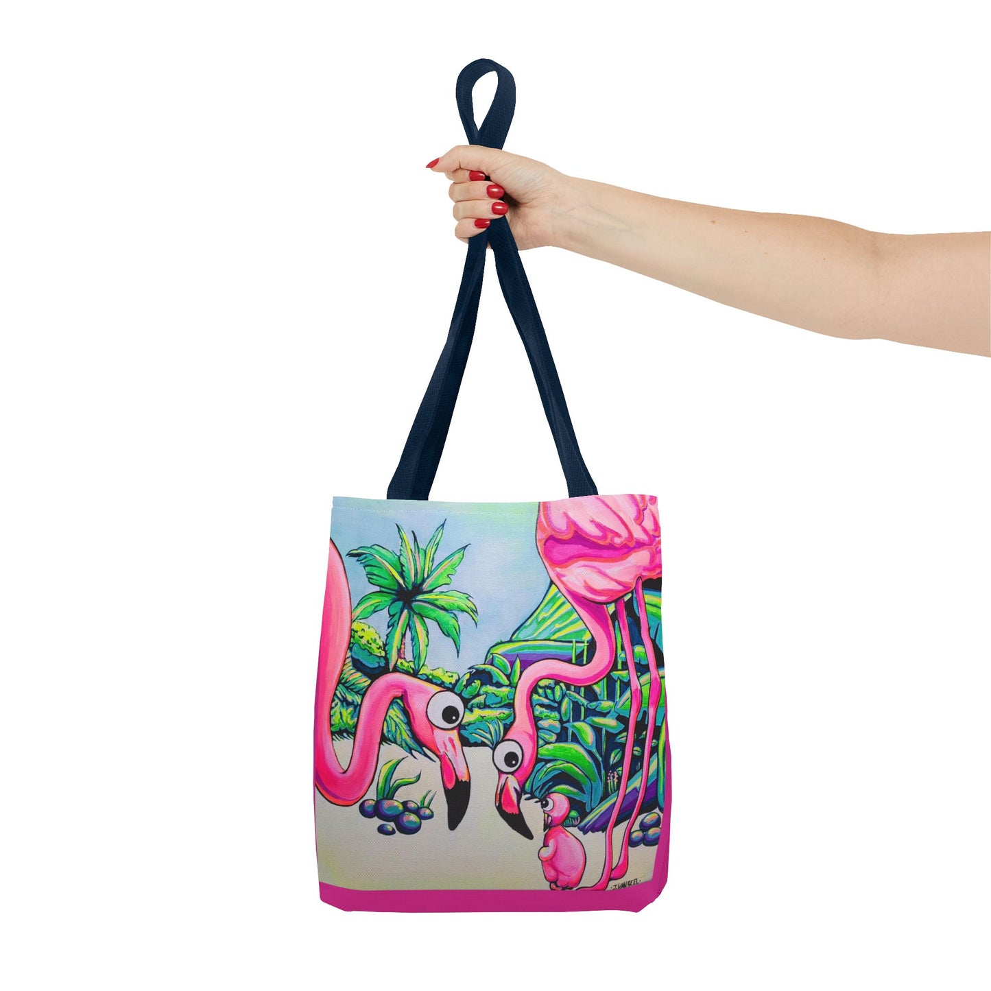 Premium Cyclops Flamingo Family Tote Bag, Original Artist Design, Reusable Shopping Tote, Eco-Friendly