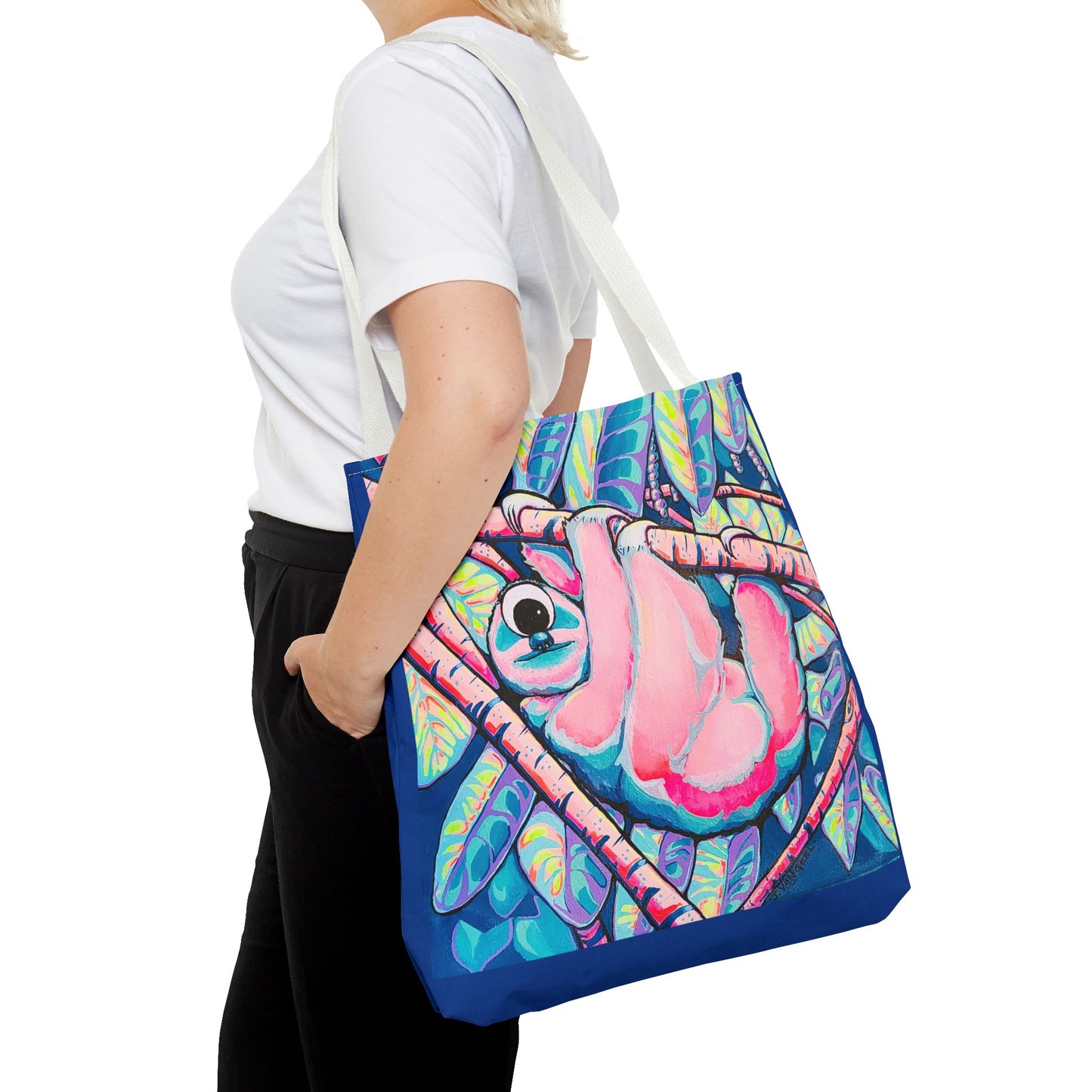 Premium Colorful Sloth Tote Bag, Original Artist Design, Reusable Shopping Tote, Eco-Friendly