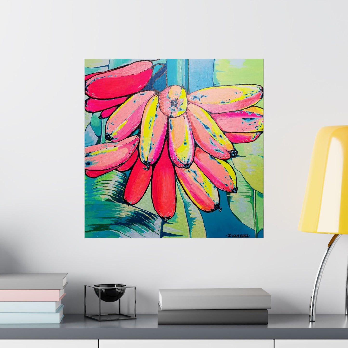 Neon Primitivo Bananas Giclée Art Poster