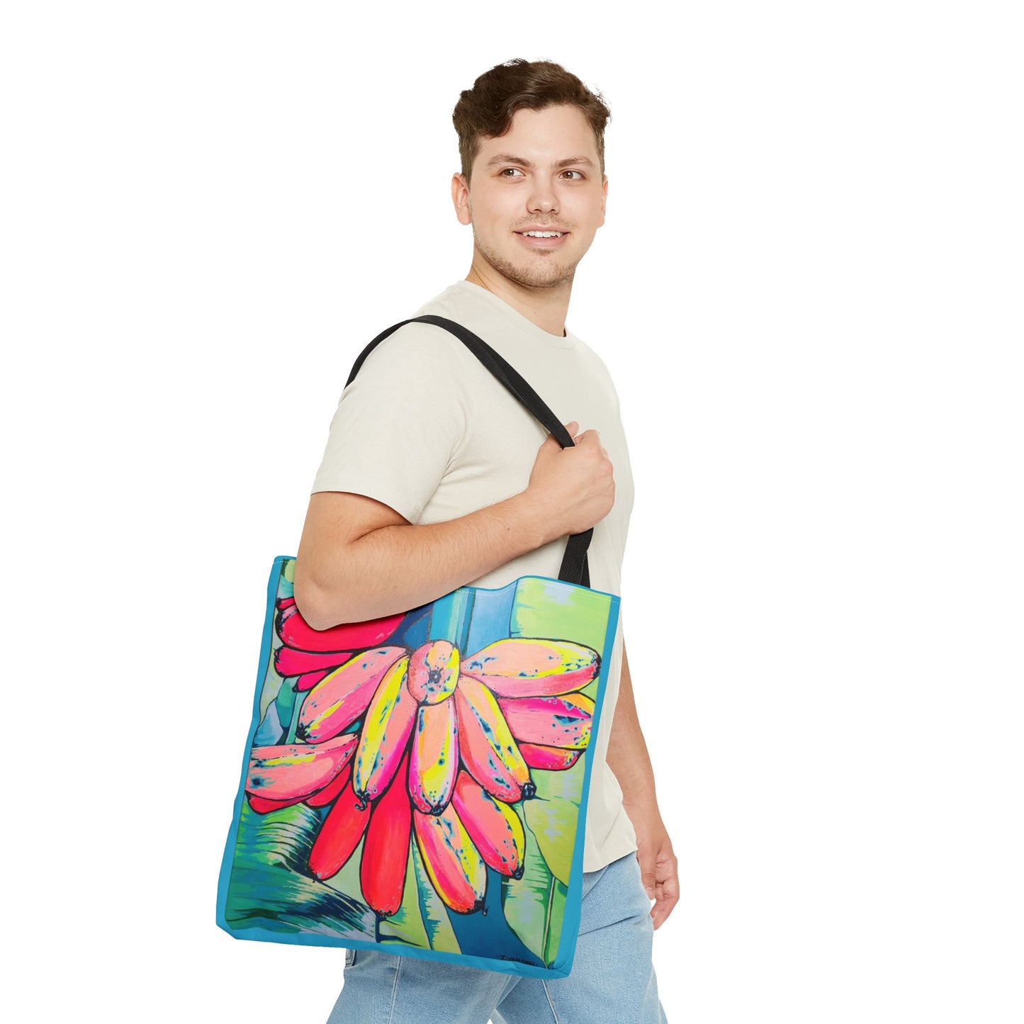 Premium Neon Primitivo Bananas Tote Bag, Original Artist Design, Reusable Shopping Tote, Eco-Friendly