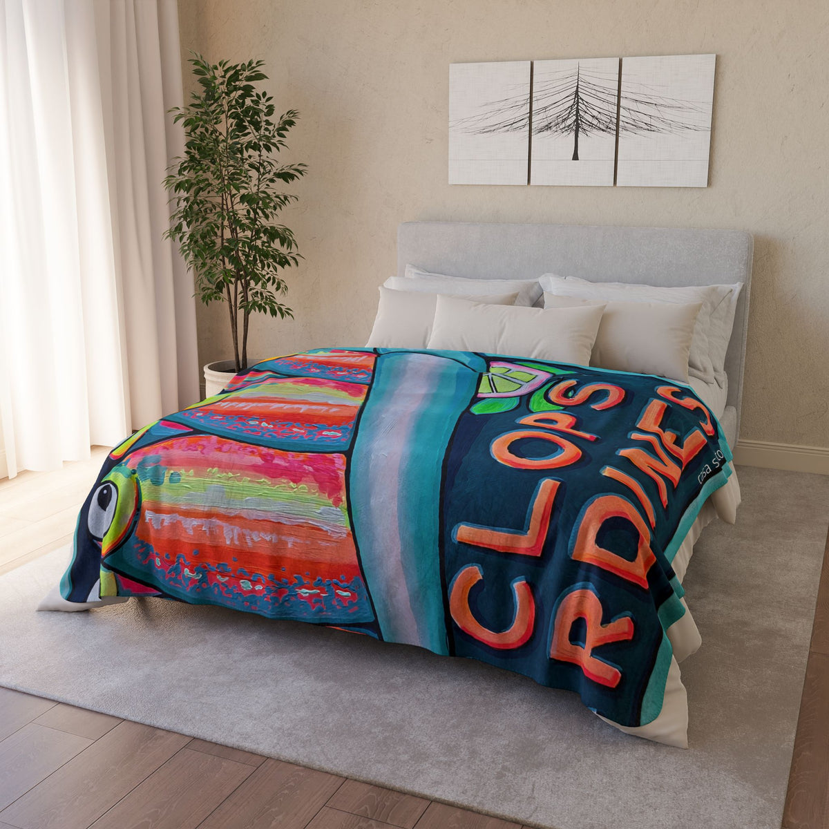 Neon Sardines Fleece Sherpa Blanket