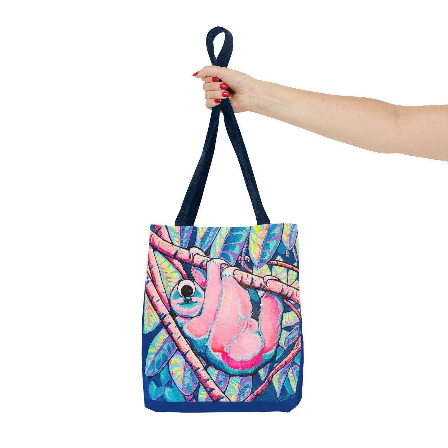 Premium Colorful Sloth Tote Bag, Original Artist Design, Reusable Shopping Tote, Eco-Friendly