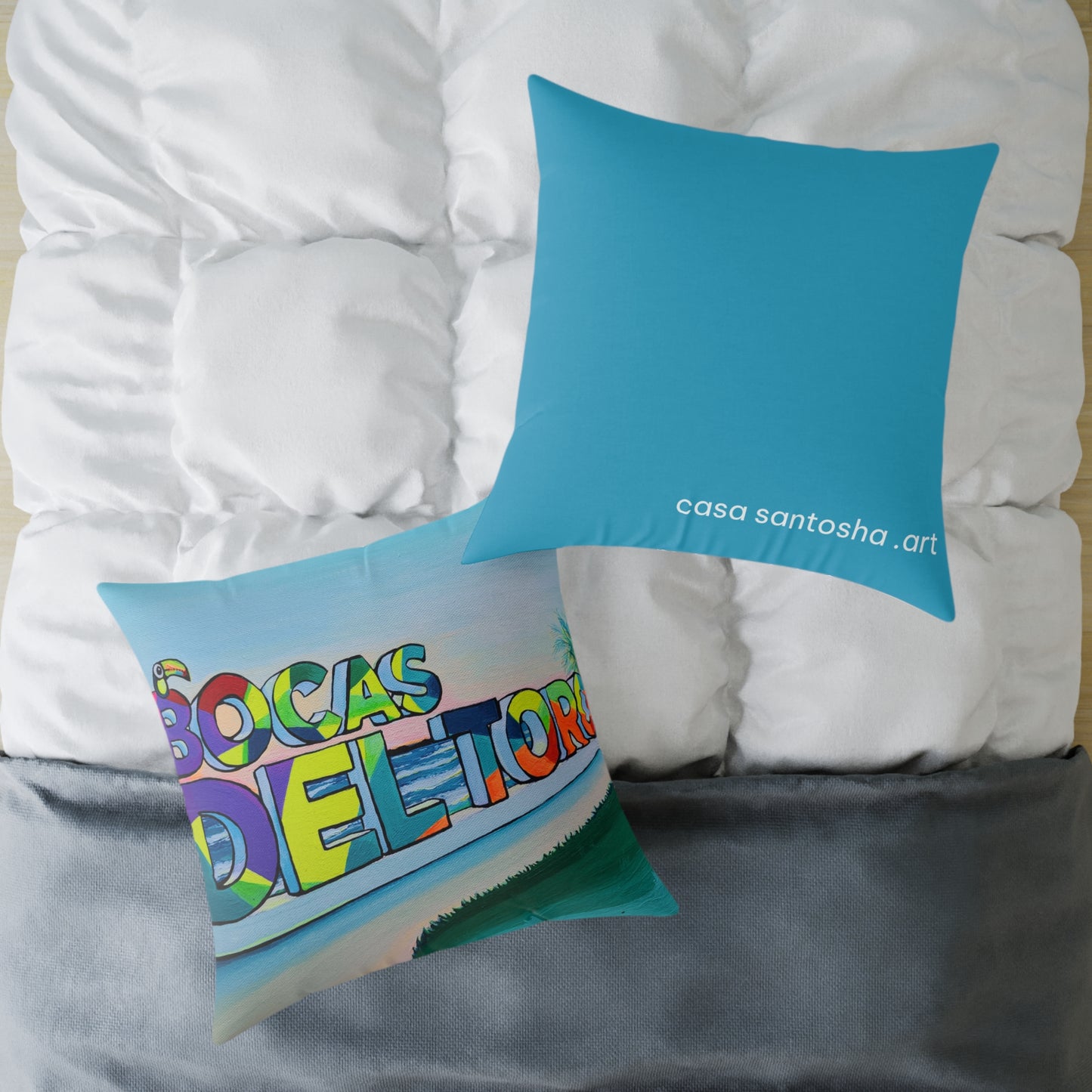 Bocas Del Toro Sign Art Canvas Decorative Pillow