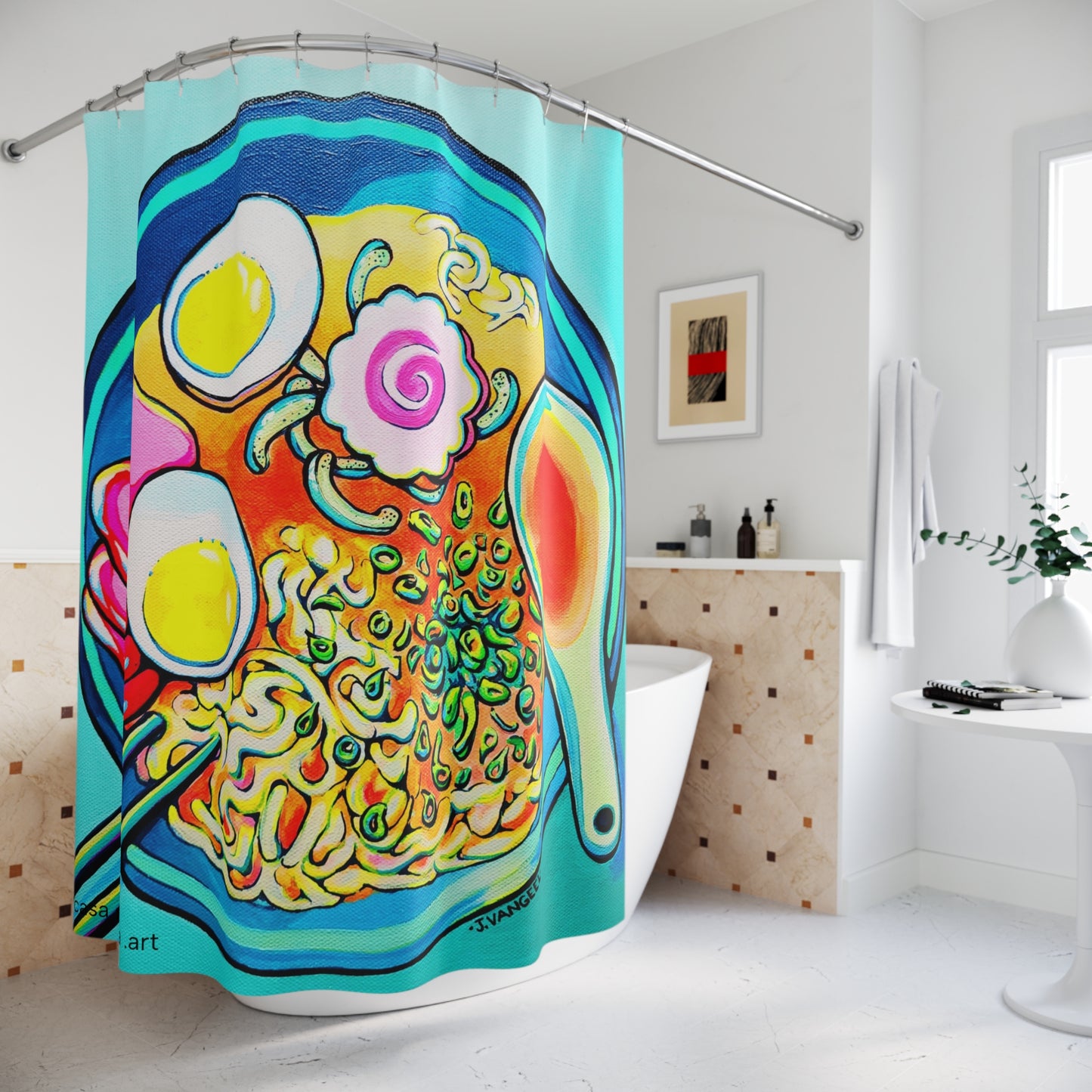 Neon Ramen Pop Art Shower Curtain