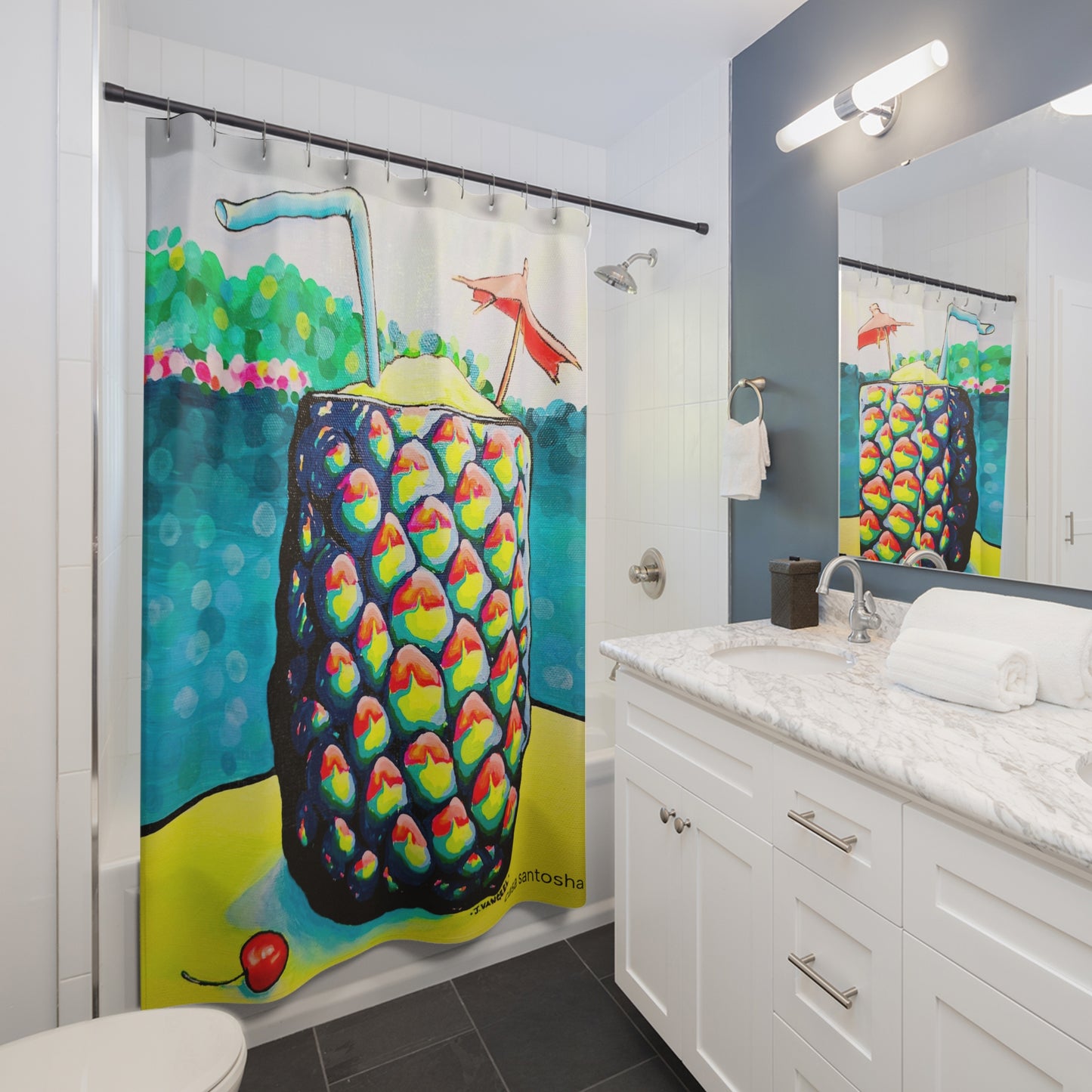 Rideau de douche Pop Art Piña Colada Néon