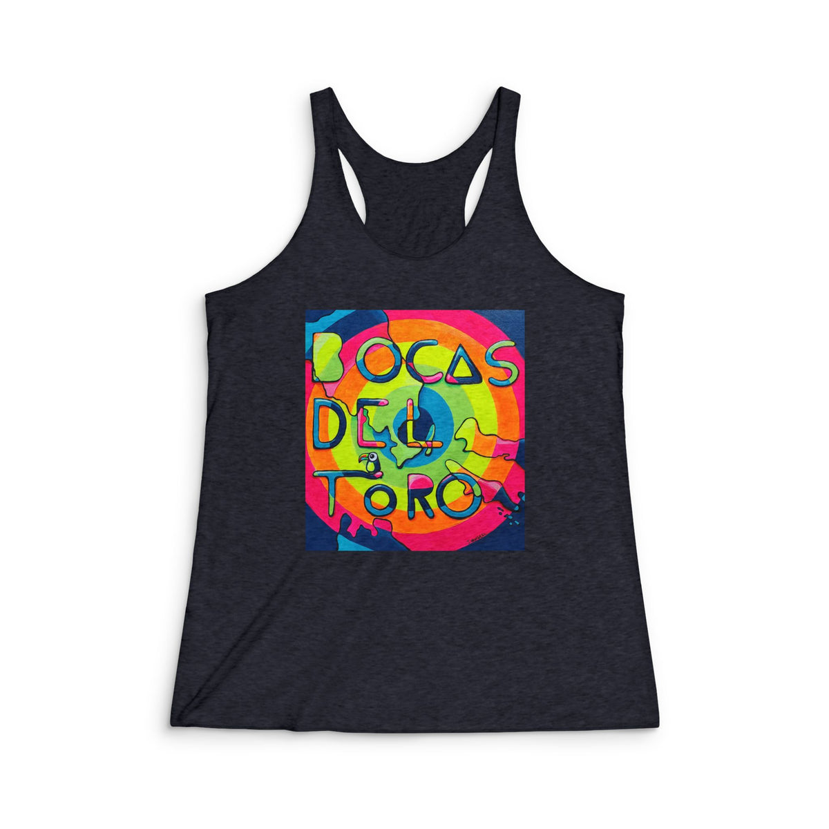 Camiseta sin mangas de espalda nadadora con gráfico de las Islas Bocas Del Toro para mujer