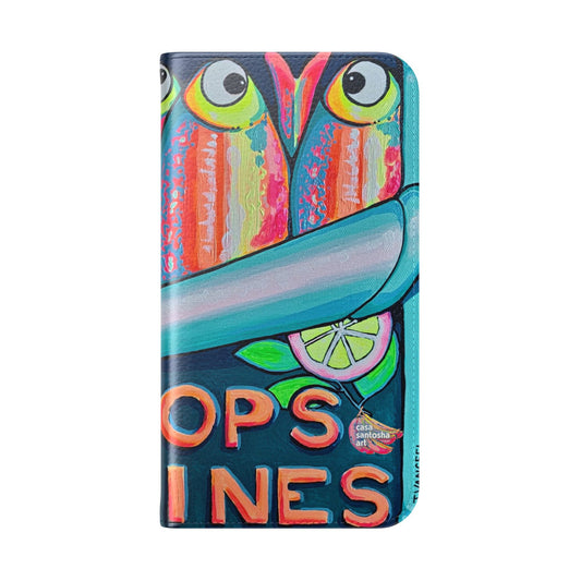 Neon Sardines Flip Phone Case – Wallet Cover with Card Slots