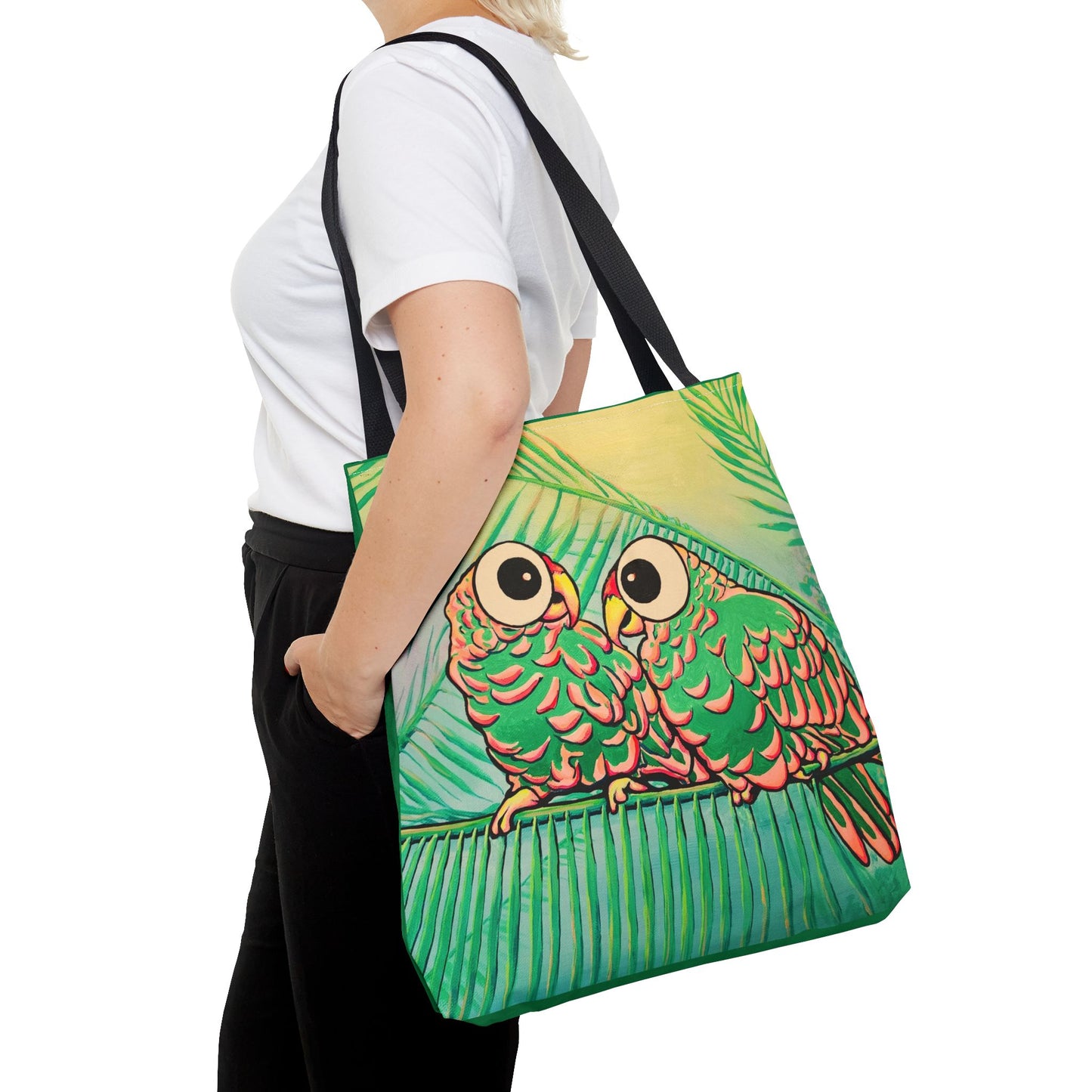 Premium Chatty Cyclops Parrots Tote Bag, Original Artist Design, Reusable Shopping Tote, Eco-Friendly