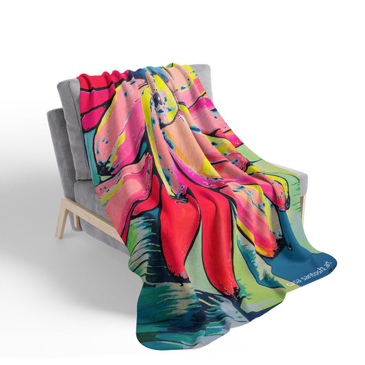 Neon Primitivo Bananas Fleece Sherpa Blanket