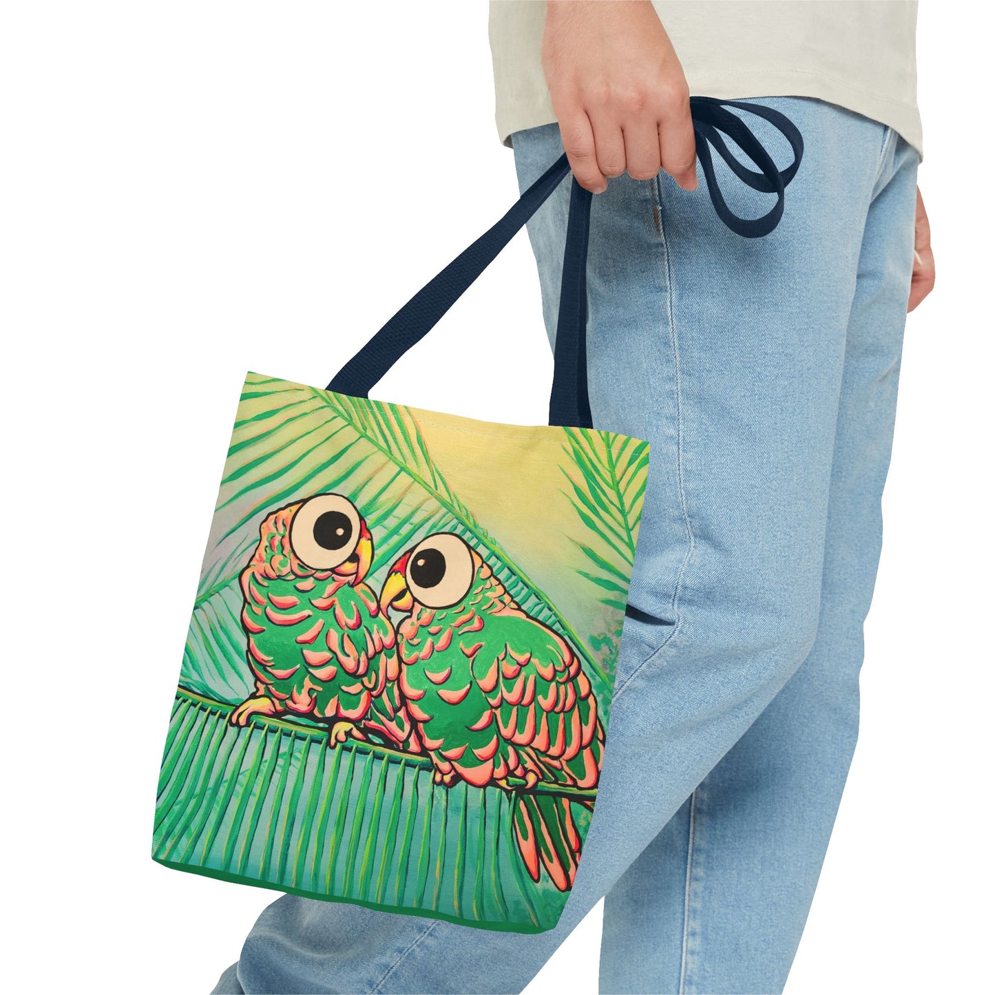 Premium Chatty Cyclops Parrots Tote Bag, Original Artist Design, Reusable Shopping Tote, Eco-Friendly