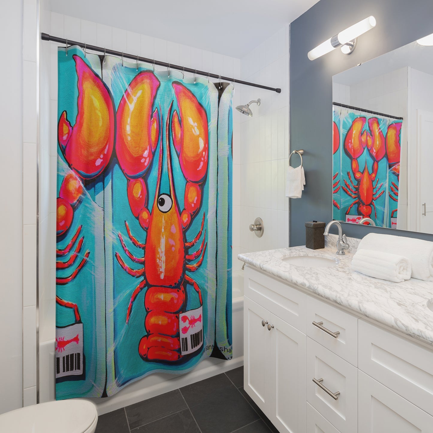 Rideau de douche Pop Art Homard Néon