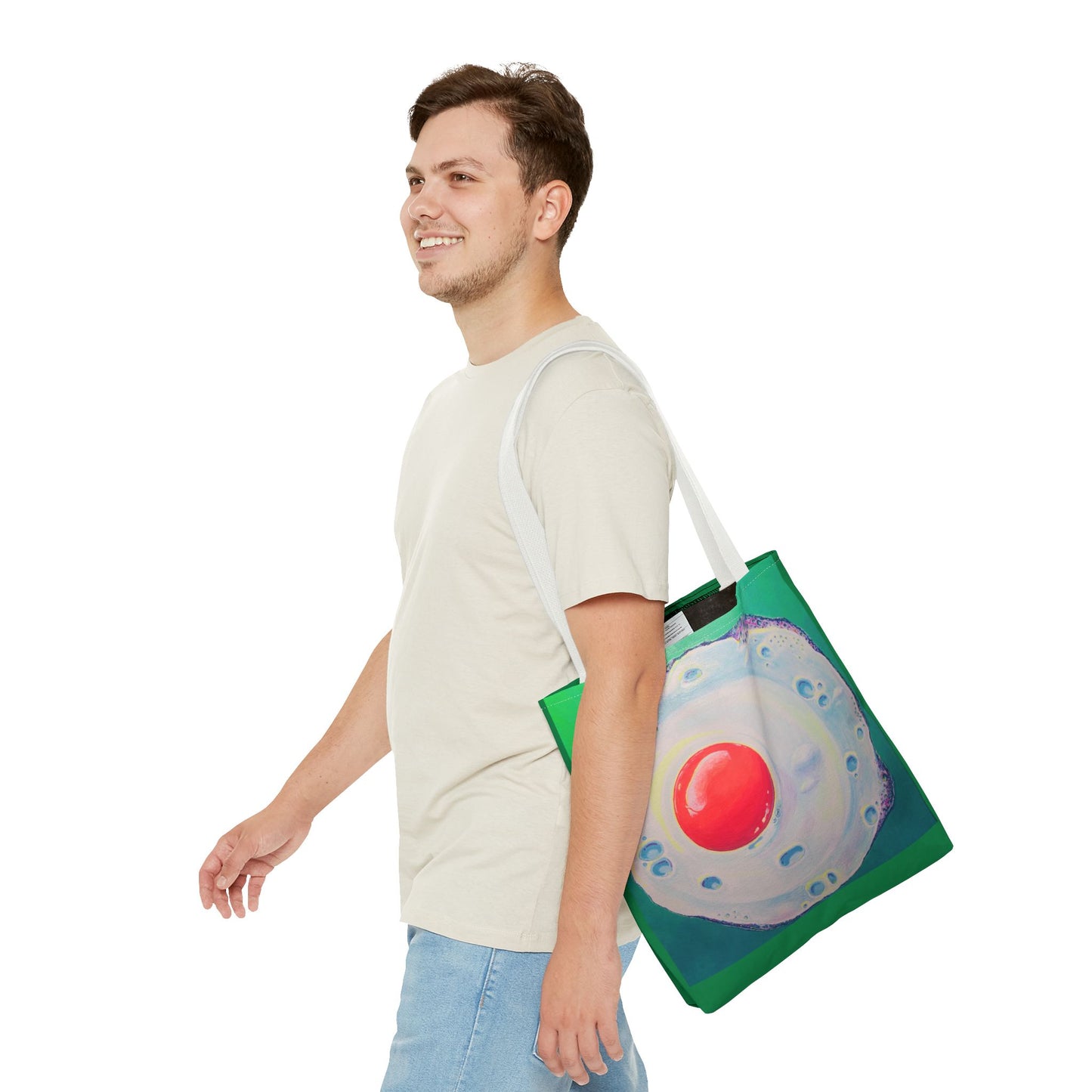 Premium Neon Fried Egg Tote Bag, Original Artist Design, Reusable Shopping Tote, Eco-Friendly