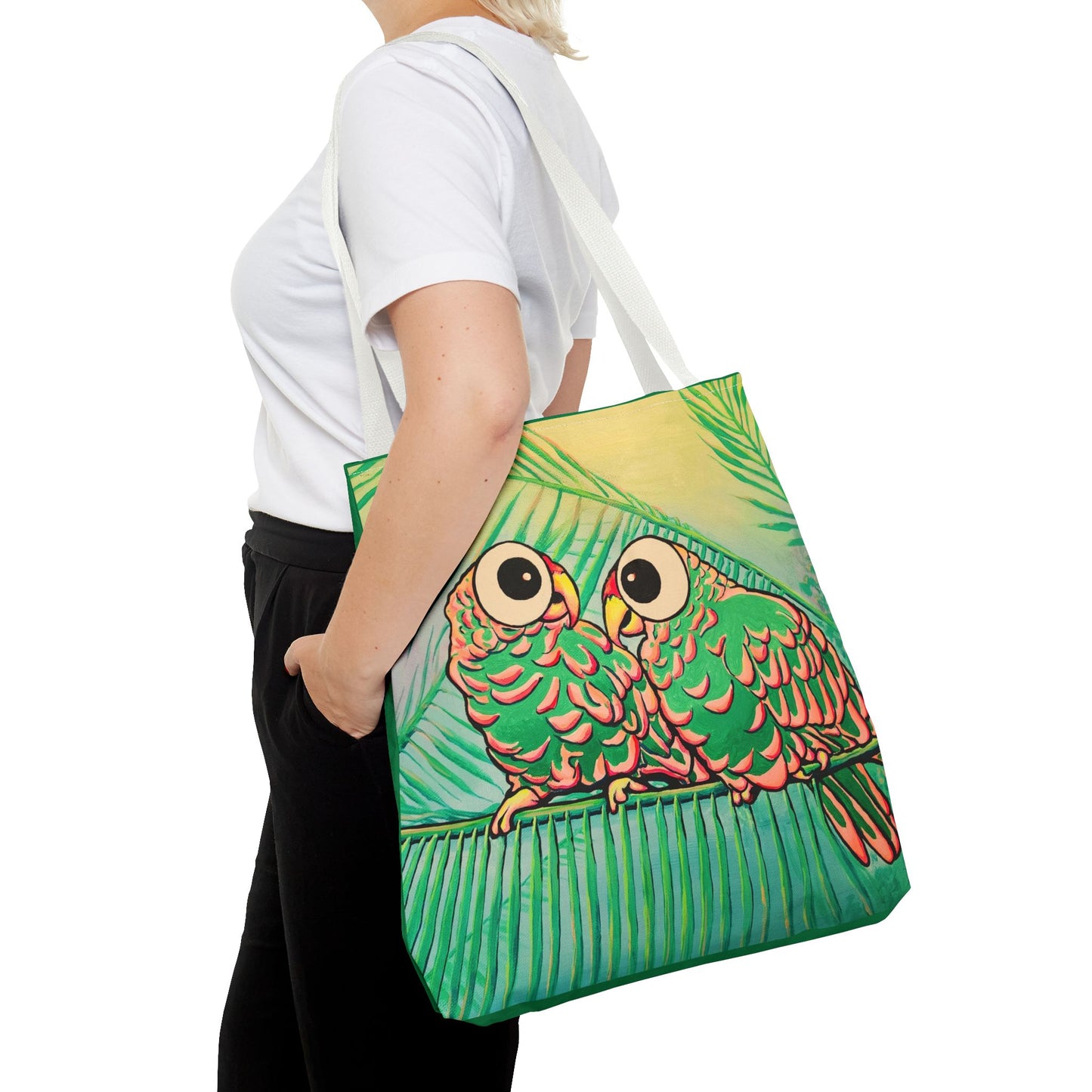 Premium Chatty Cyclops Parrots Tote Bag, Original Artist Design, Reusable Shopping Tote, Eco-Friendly