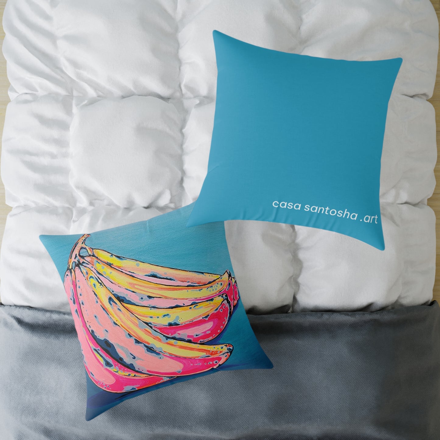 Neon Banana Art Canvas Decorative Pillow