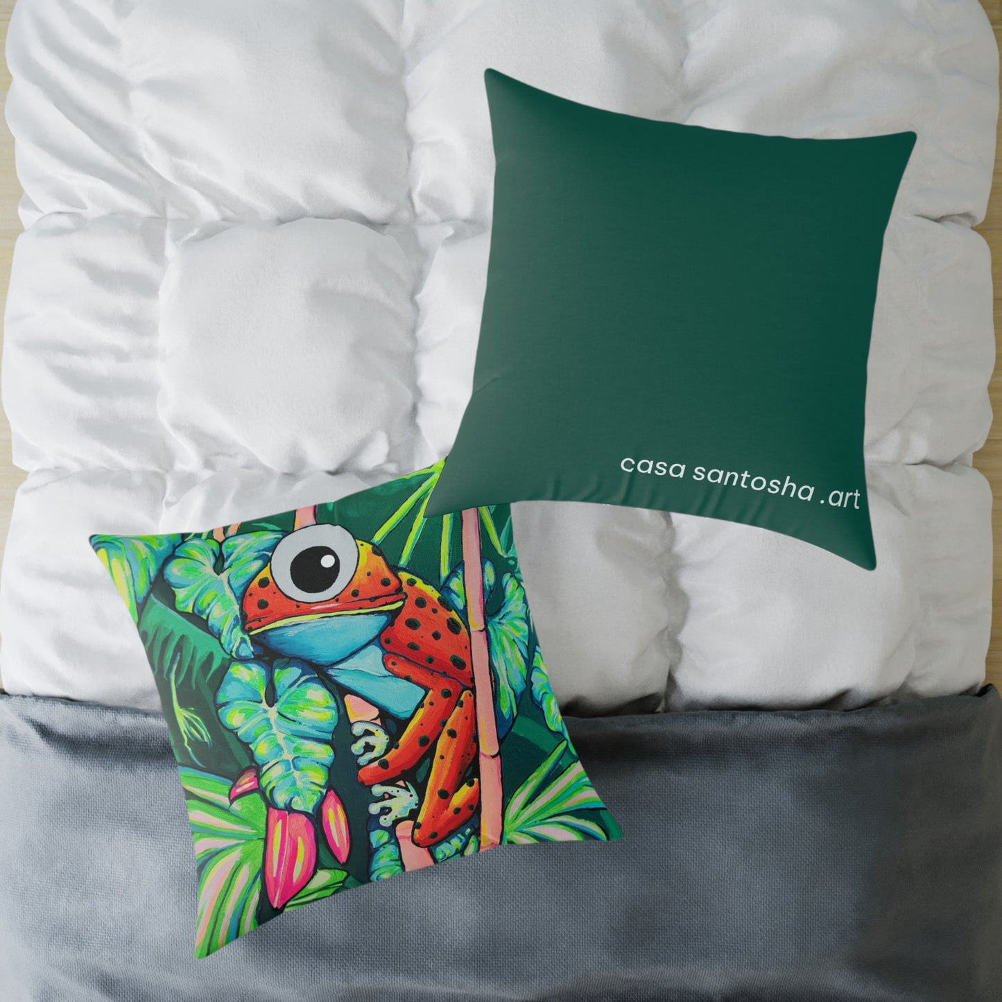 Cyclops Red Frog Art Canvas Decorative Pillow