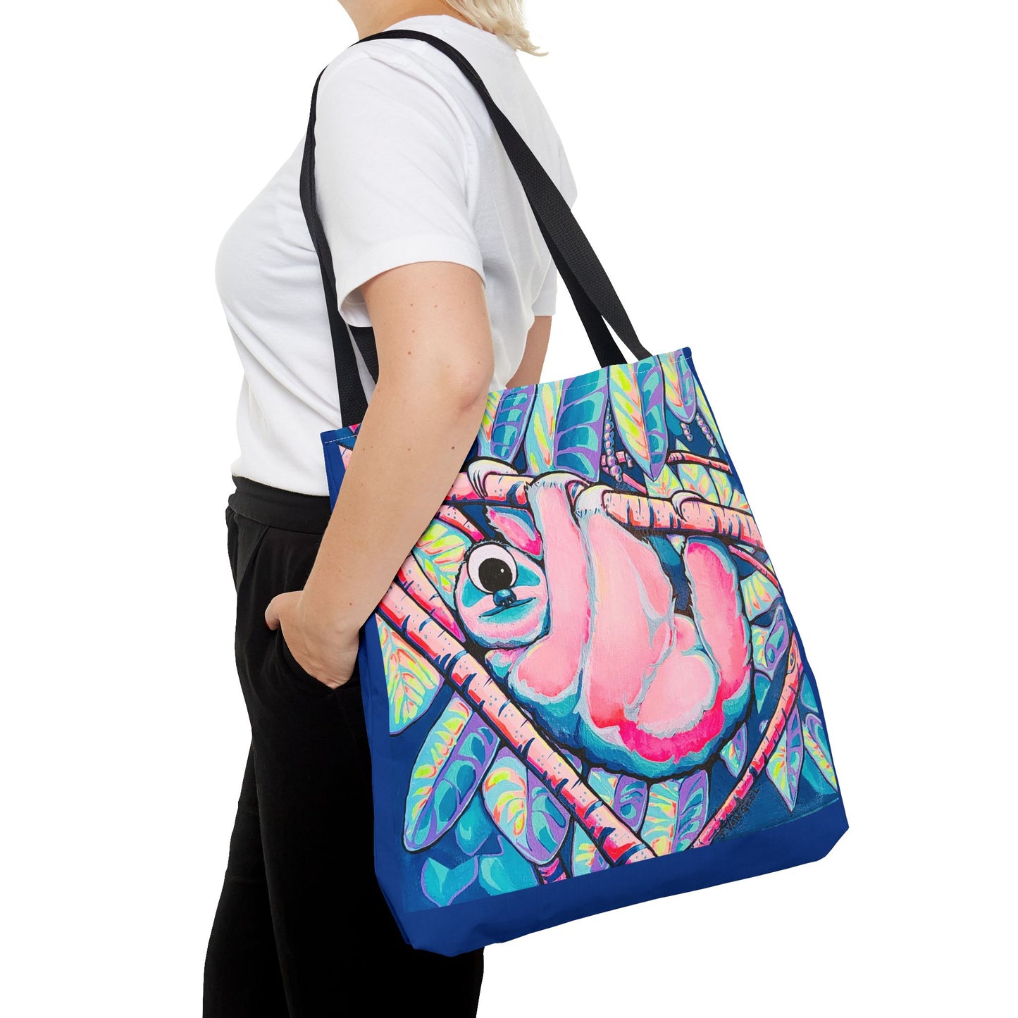Premium Colorful Sloth Tote Bag, Original Artist Design, Reusable Shopping Tote, Eco-Friendly