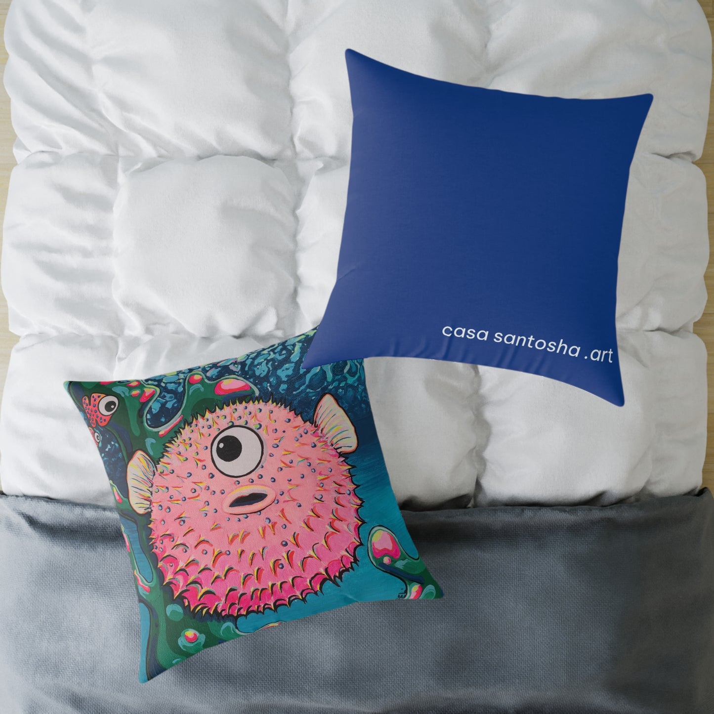 Cyclops Pufferfish Art Canvas Decorative Pillow