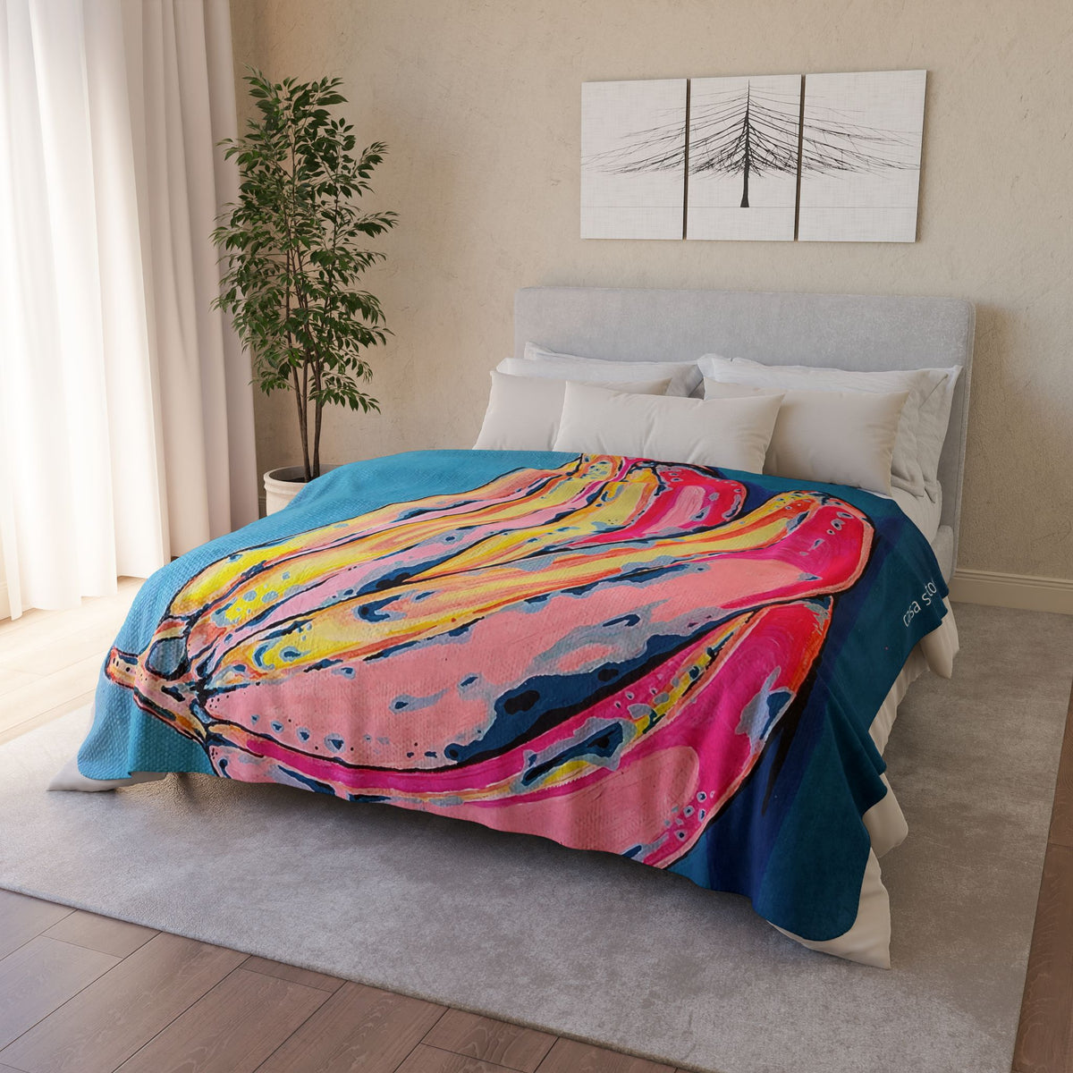 Neon Bananas Fleece Sherpa Blanket