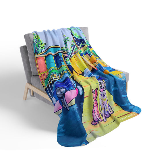 Cyclops Cat and Dog in Bocas Fleece Sherpa Blanket