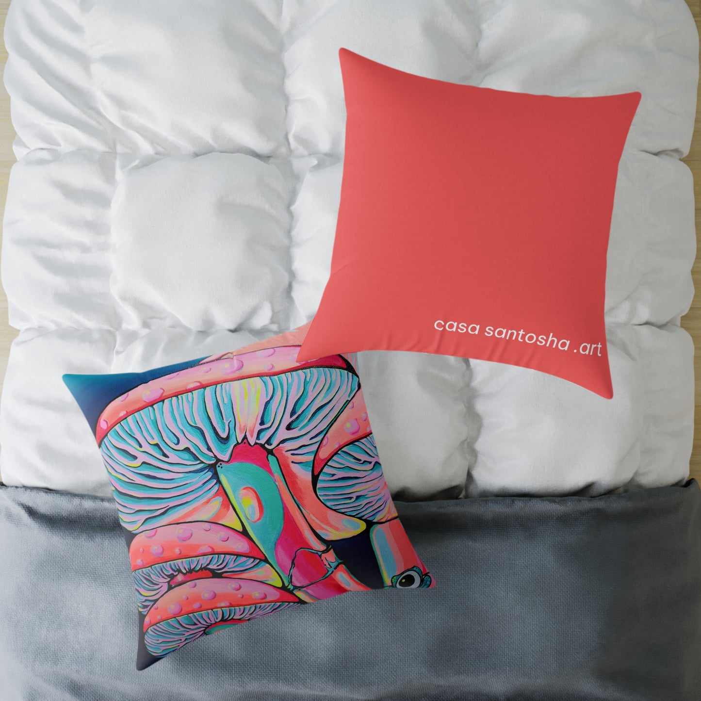 Trippy Mushrooms Art Canvas Decorative Pillow