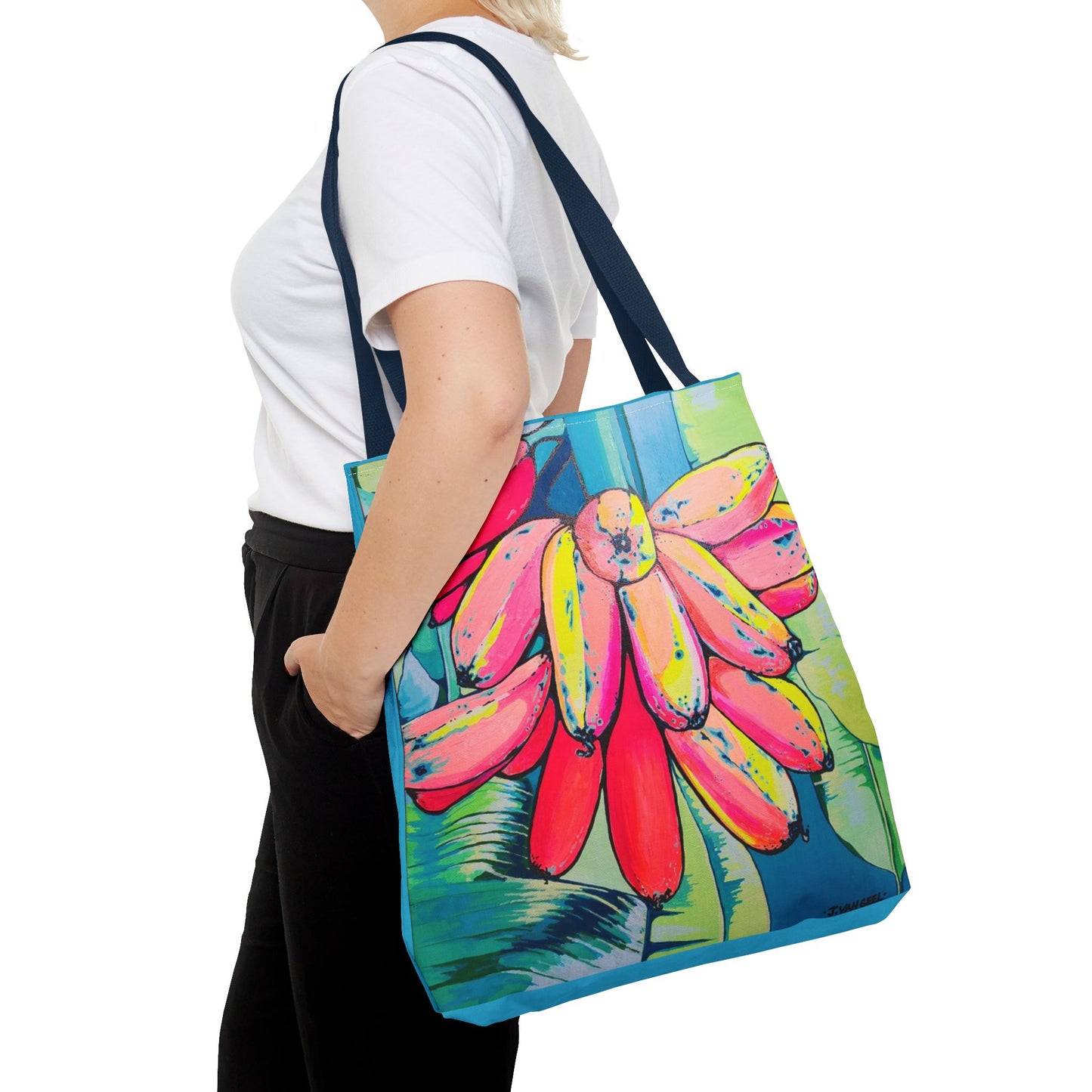 Premium Neon Primitivo Bananas Tote Bag, Original Artist Design, Reusable Shopping Tote, Eco-Friendly