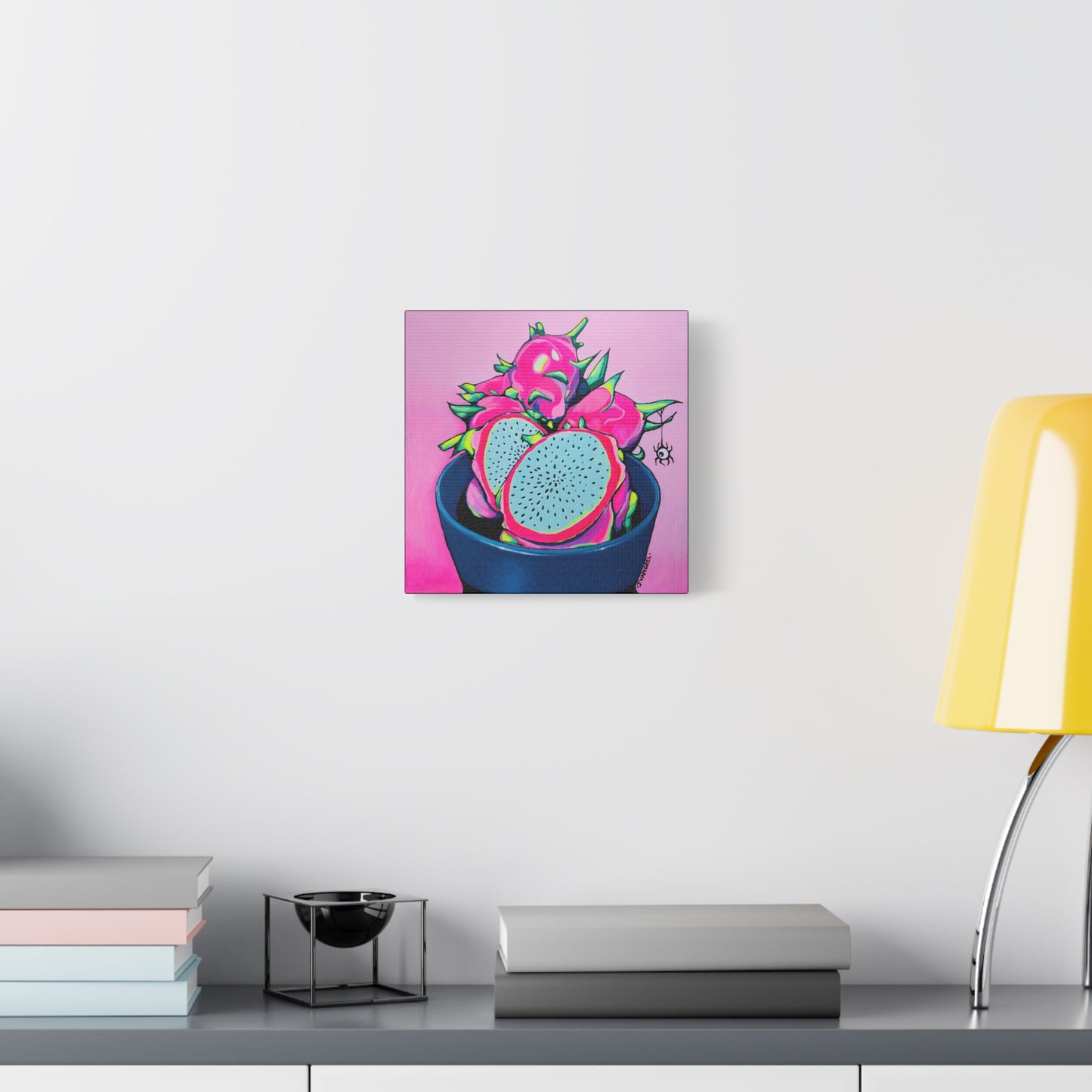 Neon Pink Dragon Fruit Canvas Print, Original Artist Design, Home Decor Wall Art