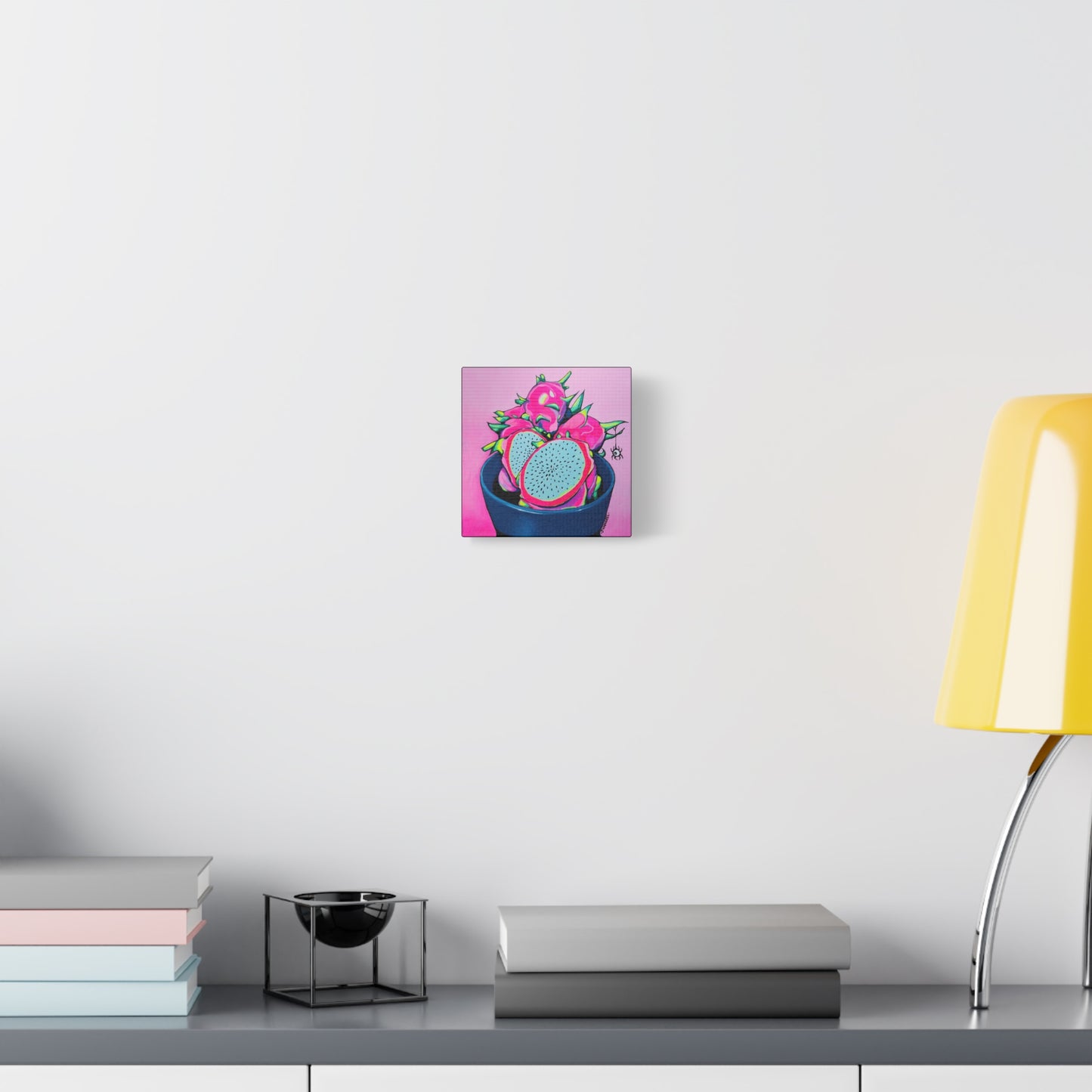 Neon Pink Dragon Fruit Canvas Print, Original Artist Design, Home Decor Wall Art