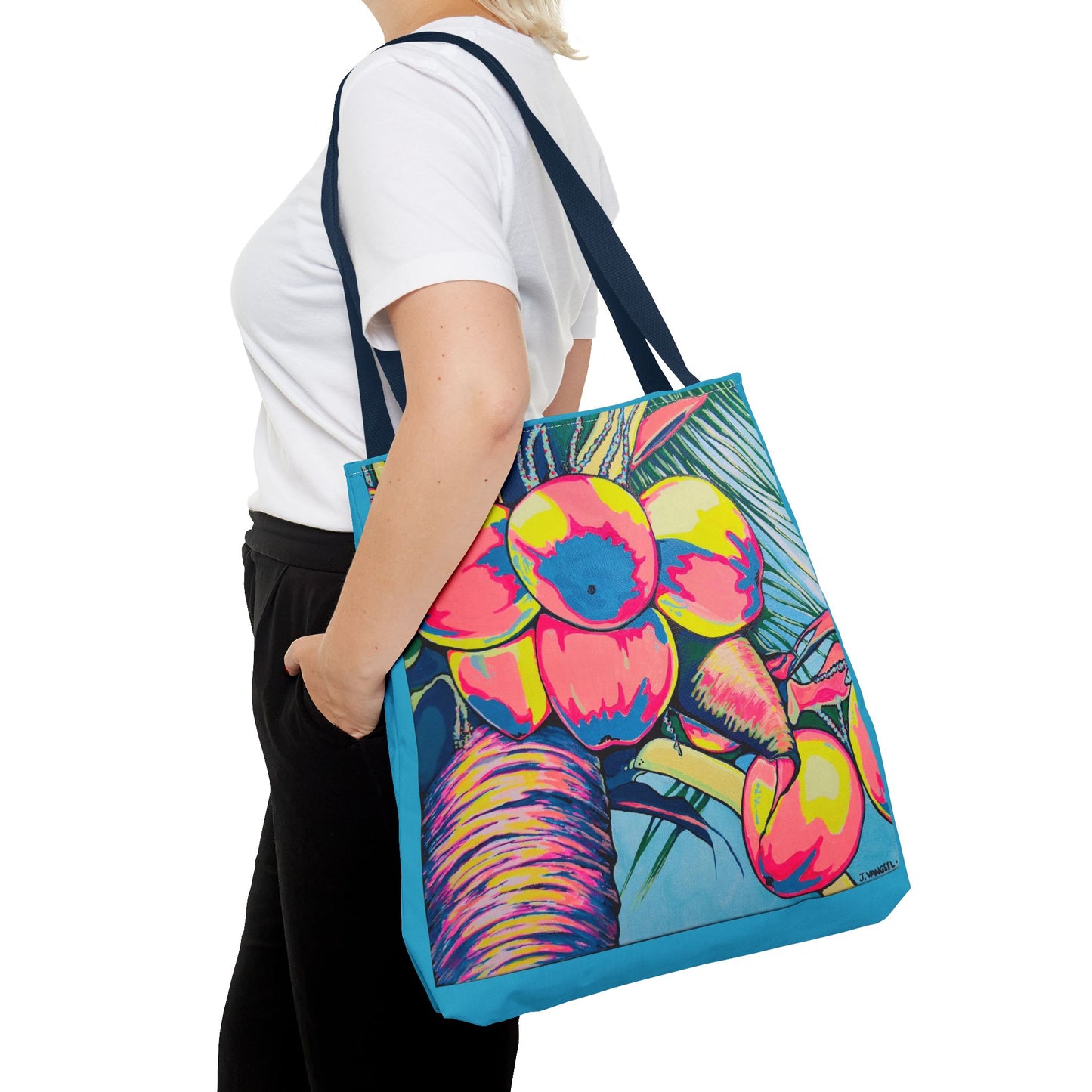 Premium Neon Coconuts Tote Bag, Original Artist Design, Reusable Shopping Tote, Eco-Friendly