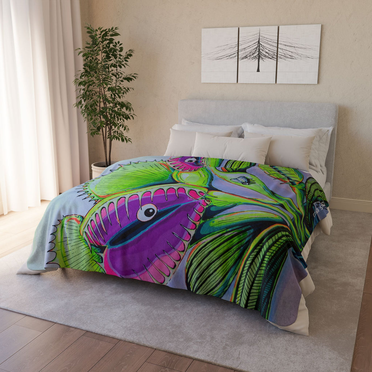 Cyclops Venus Fly Trap Fleece Sherpa Blanket