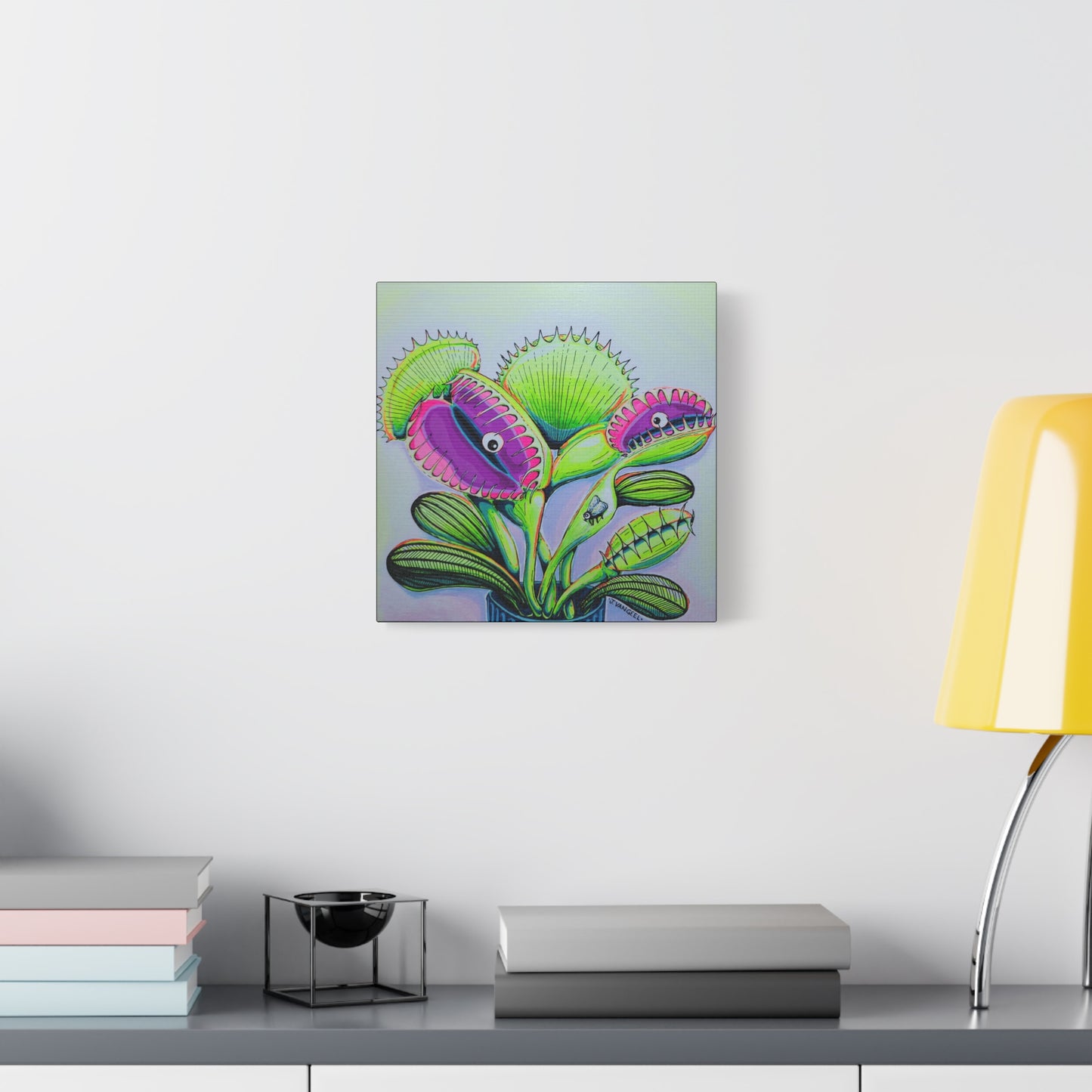 Cyclops Venus Fly Trap Original Canvas Art Print, Botanical Wall Decor, Plant Lover Gift, Greenery Home Art, Nature Inspired Artwork