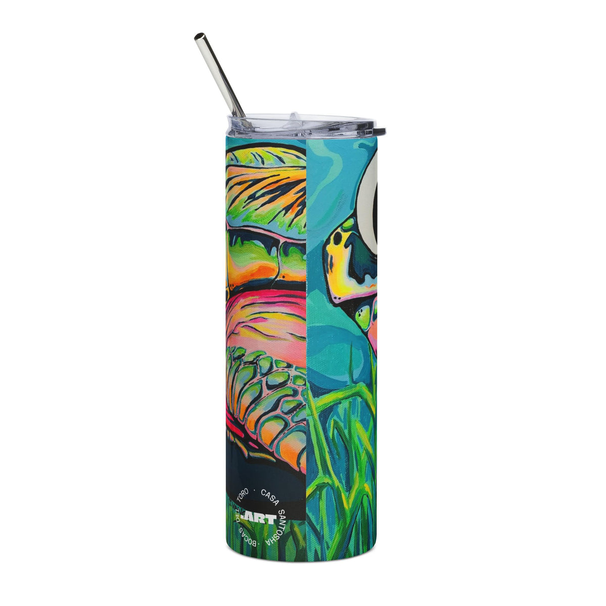 Cyclops Turtle Stainless Steel Tumbler - neon pop art by Casa Santosha Art
