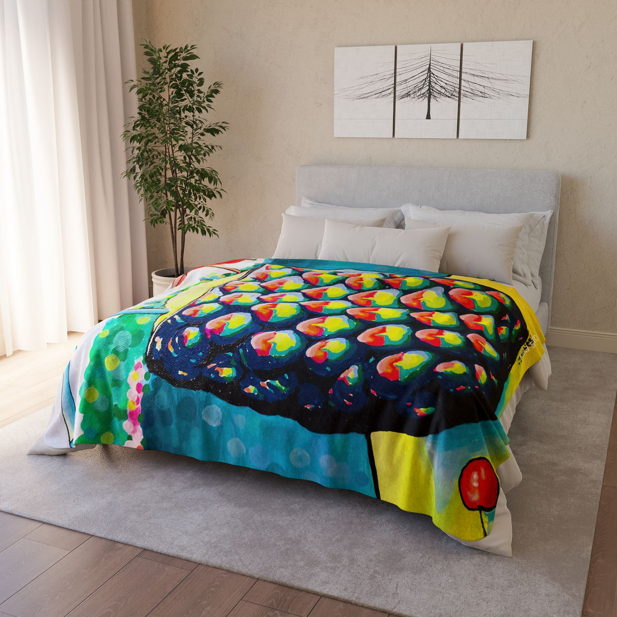 Neon Piña Colada Fleece Sherpa Blanket