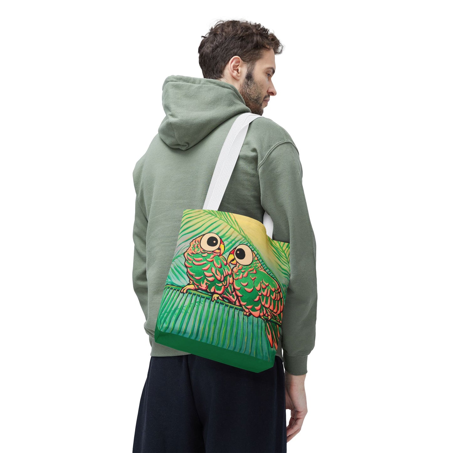 Premium Chatty Cyclops Parrots Tote Bag, Original Artist Design, Reusable Shopping Tote, Eco-Friendly