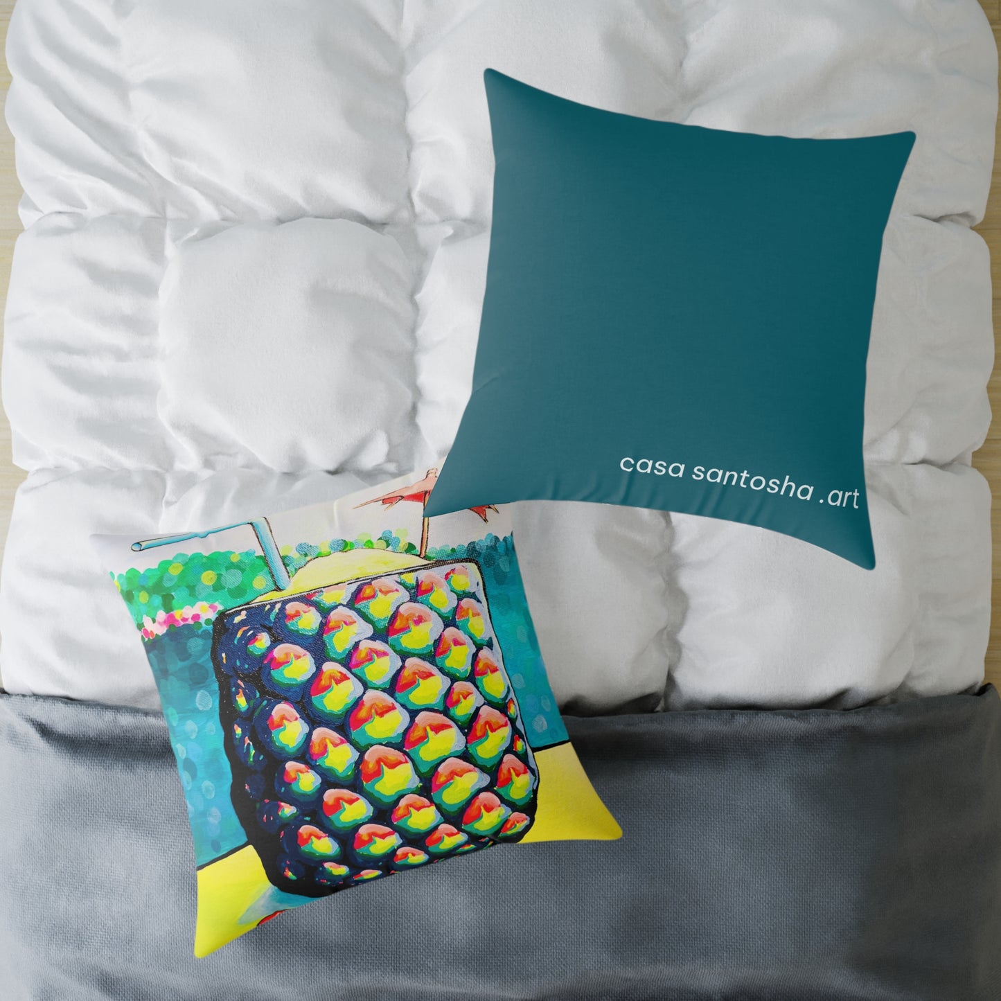 Neon Piña Colada Art Canvas Decorative Pillow