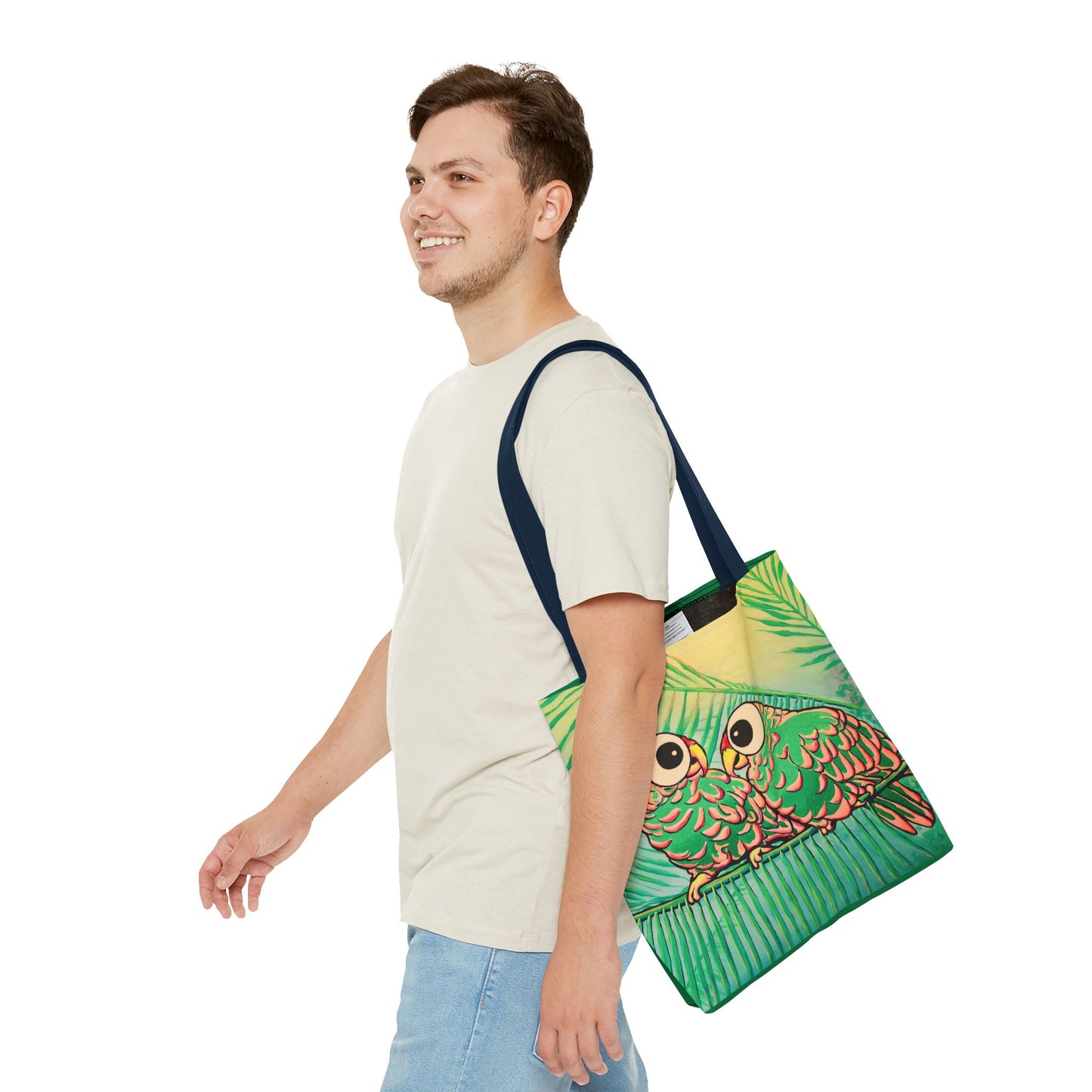 Premium Chatty Cyclops Parrots Tote Bag, Original Artist Design, Reusable Shopping Tote, Eco-Friendly
