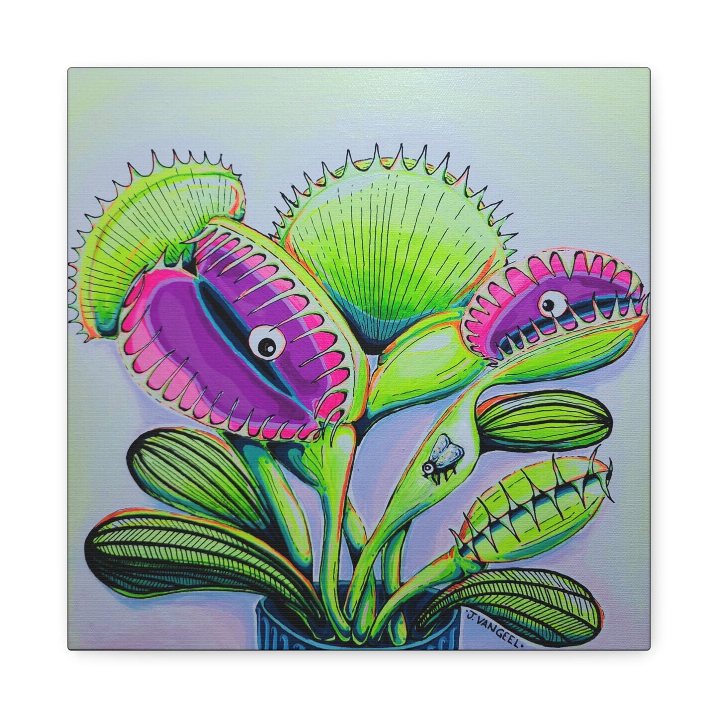 Cyclops Venus Fly Trap Original Canvas Art Print, Botanical Wall Decor, Plant Lover Gift, Greenery Home Art, Nature Inspired Artwork